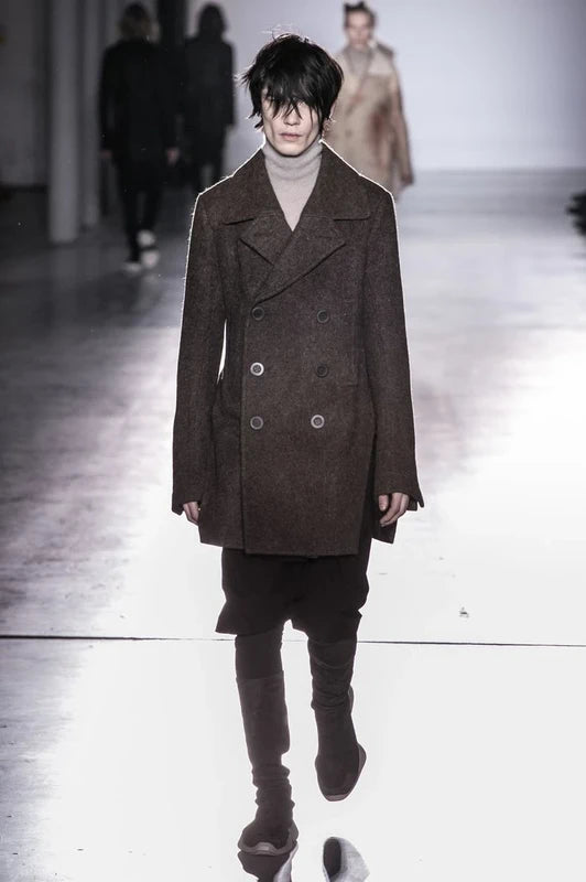 FW 16 "MASTODON" Double-Breasted JMF Wool Peacoat Rick Owens