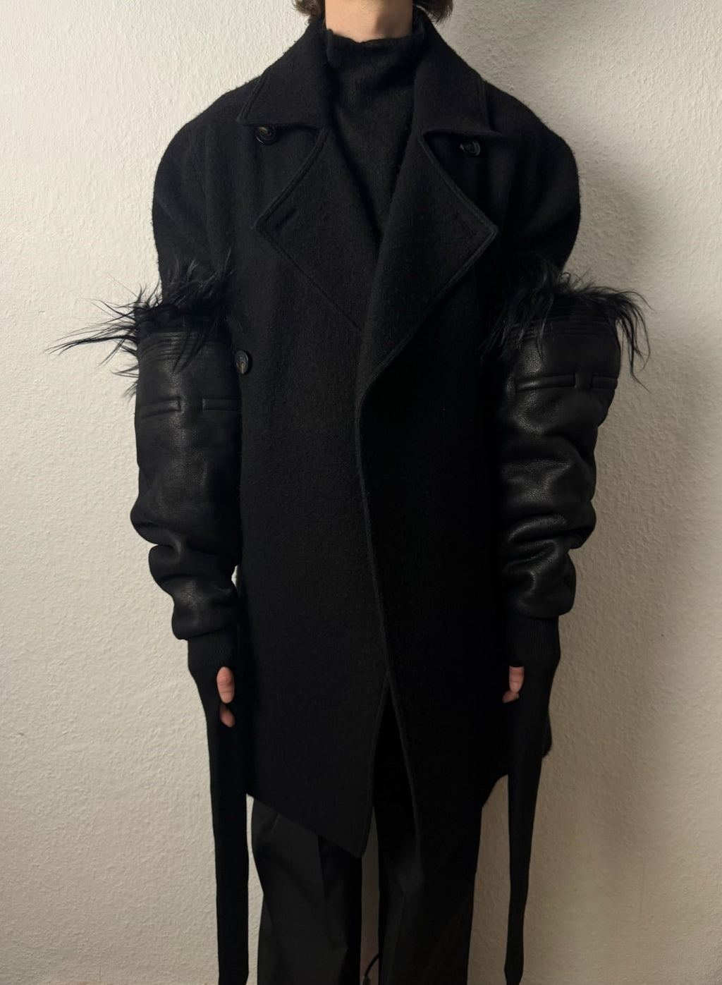 F/W 22 “STROBE” Sample Shearling Leather Goat Hair Gauntlets Rick Owens