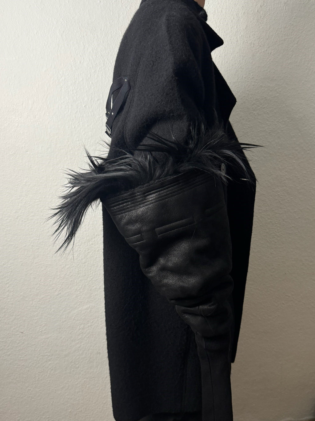 F/W 22 “STROBE” Sample Shearling Leather Goat Hair Gauntlets Rick Owens