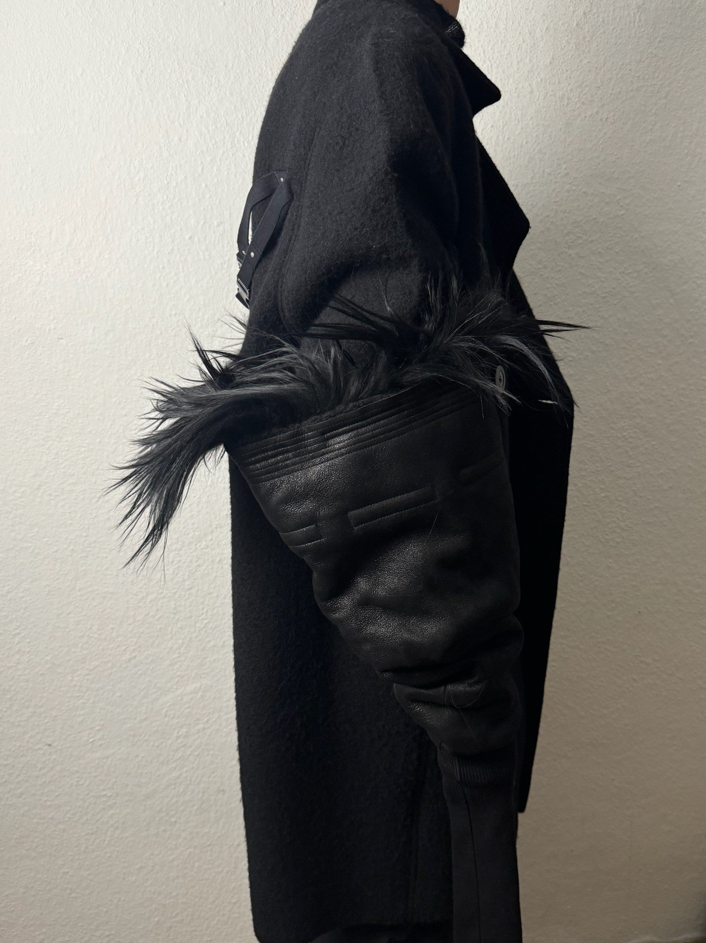 F/W 22 “STROBE” Sample Shearling Leather Goat Hair Gauntlets Rick Owens