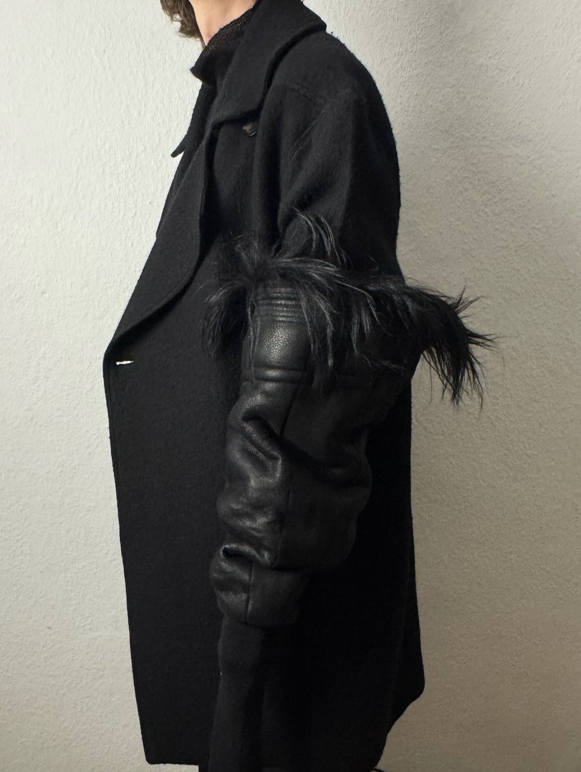 F/W 22 “STROBE” Sample Shearling Leather Goat Hair Gauntlets Rick Owens