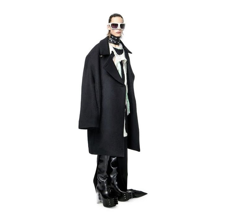 F/W 22 "STROBE" Runway Alpaca Jumbo Drella Tatlin Coat Rick Owens IT48/M