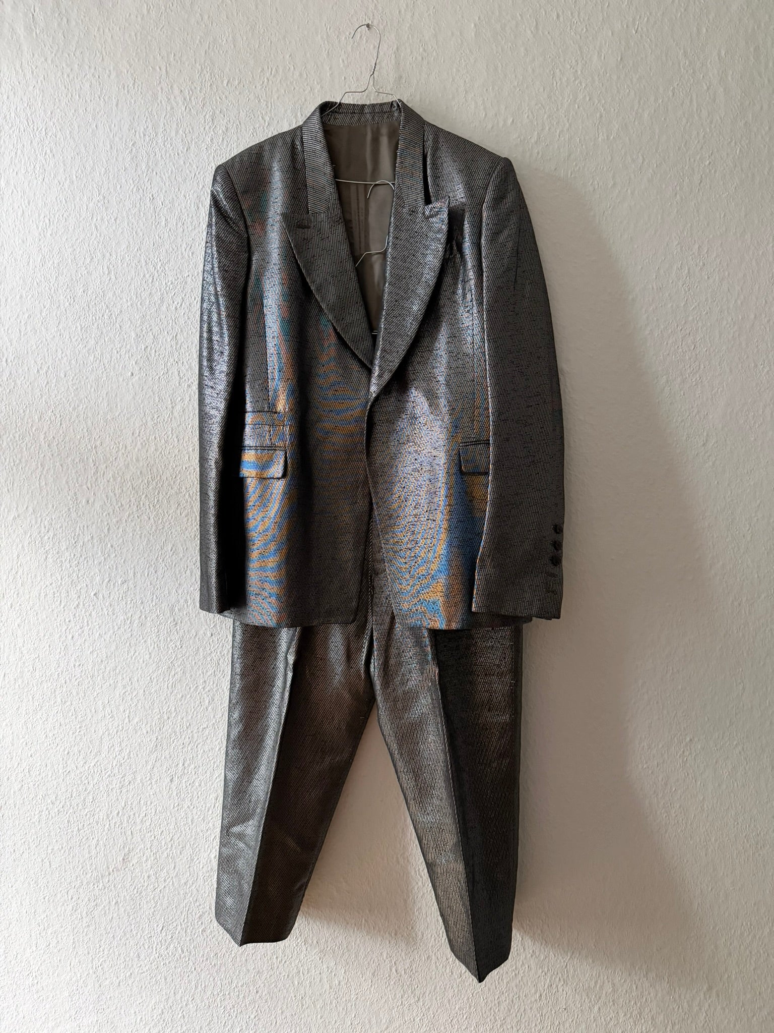 S/S 20 "TECUATL" Silver Silk & Linen Suit Rick Owens L/54
