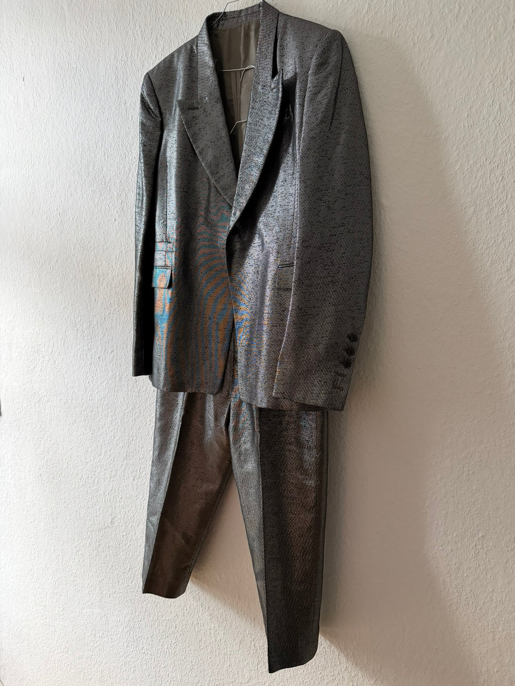 S/S 20 "TECUATL" Silver Silk & Linen Suit Rick Owens L/54