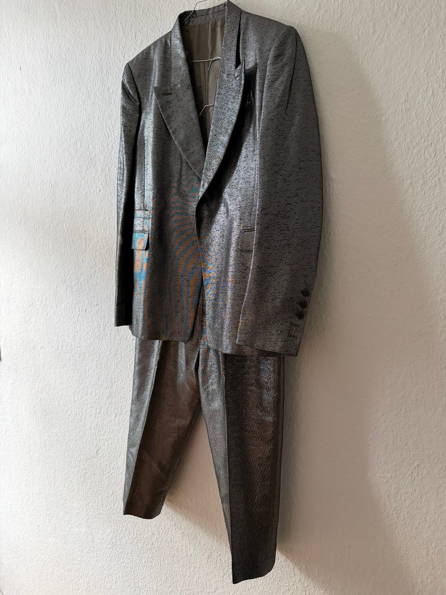 S/S 20 "TECUATL" Silver Silk & Linen Suit Rick Owens L/54