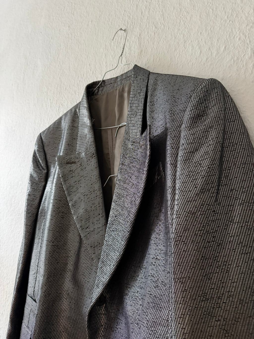 S/S 20 "TECUATL" Silver Silk & Linen Suit Rick Owens L/54