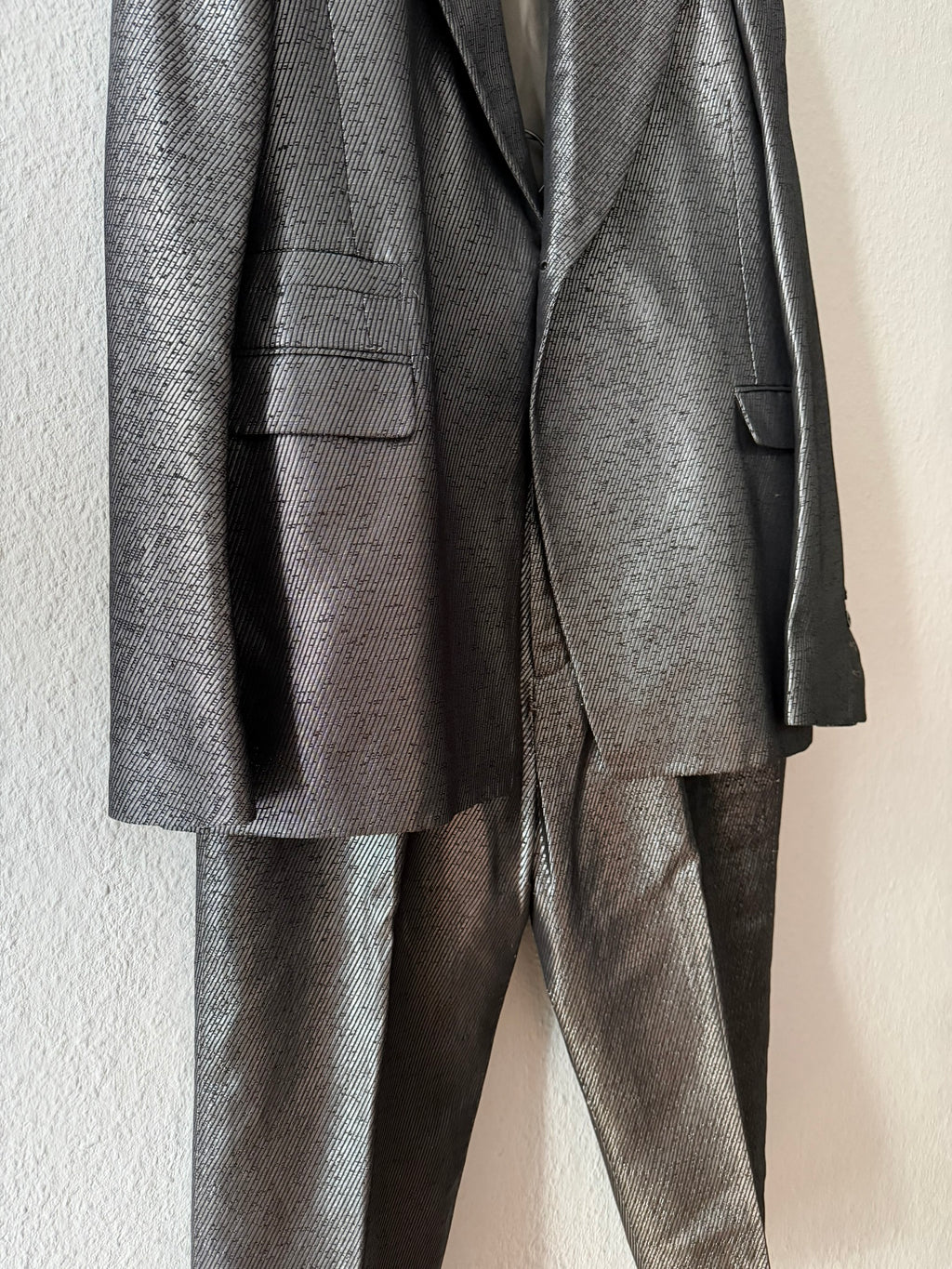 S/S 20 "TECUATL" Silver Silk & Linen Suit Rick Owens L/54