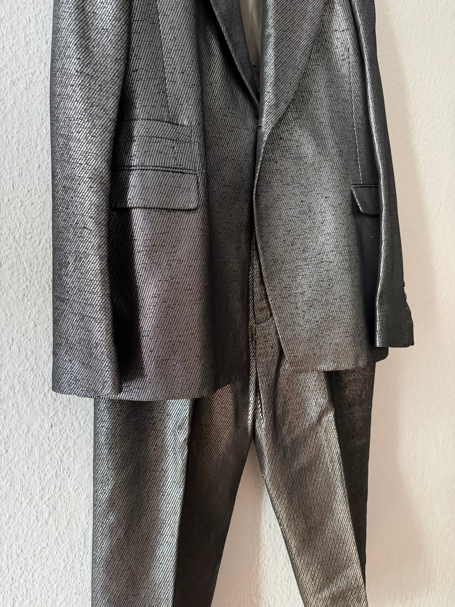 S/S 20 "TECUATL" Silver Silk & Linen Suit Rick Owens L/54