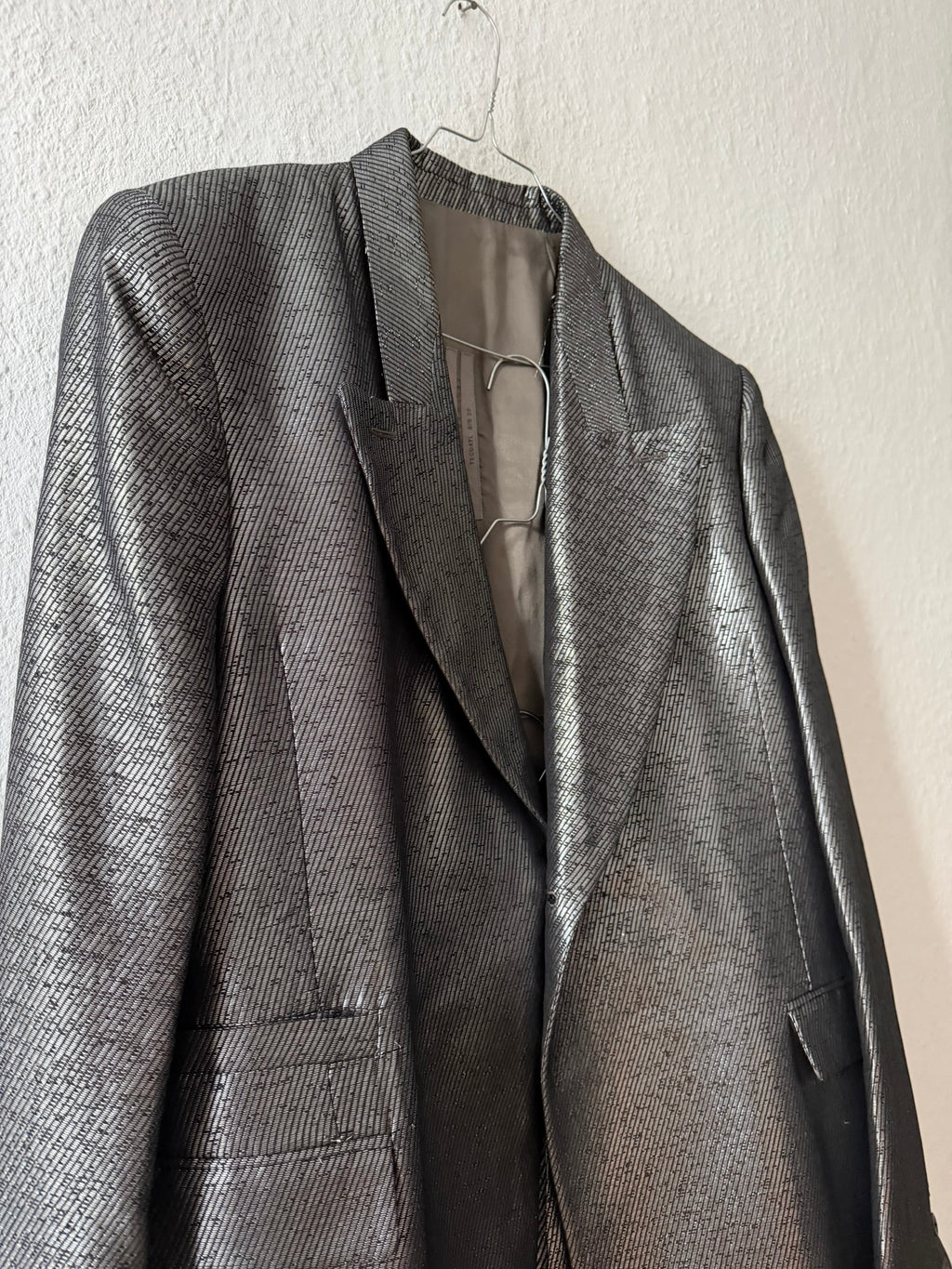 S/S 20 "TECUATL" Silver Silk & Linen Suit Rick Owens L/54