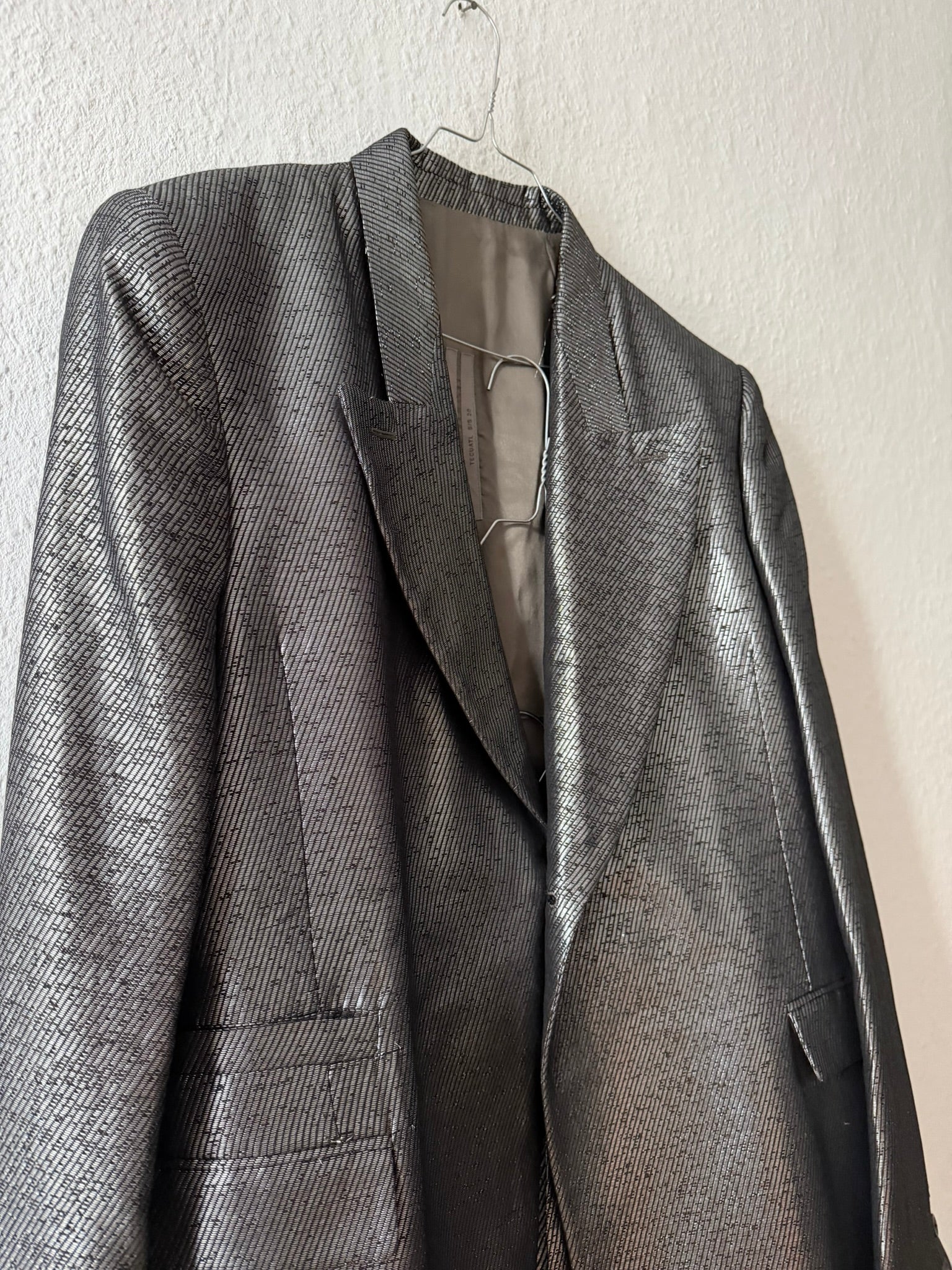 S/S 20 "TECUATL" Silver Silk & Linen Suit Rick Owens L/54