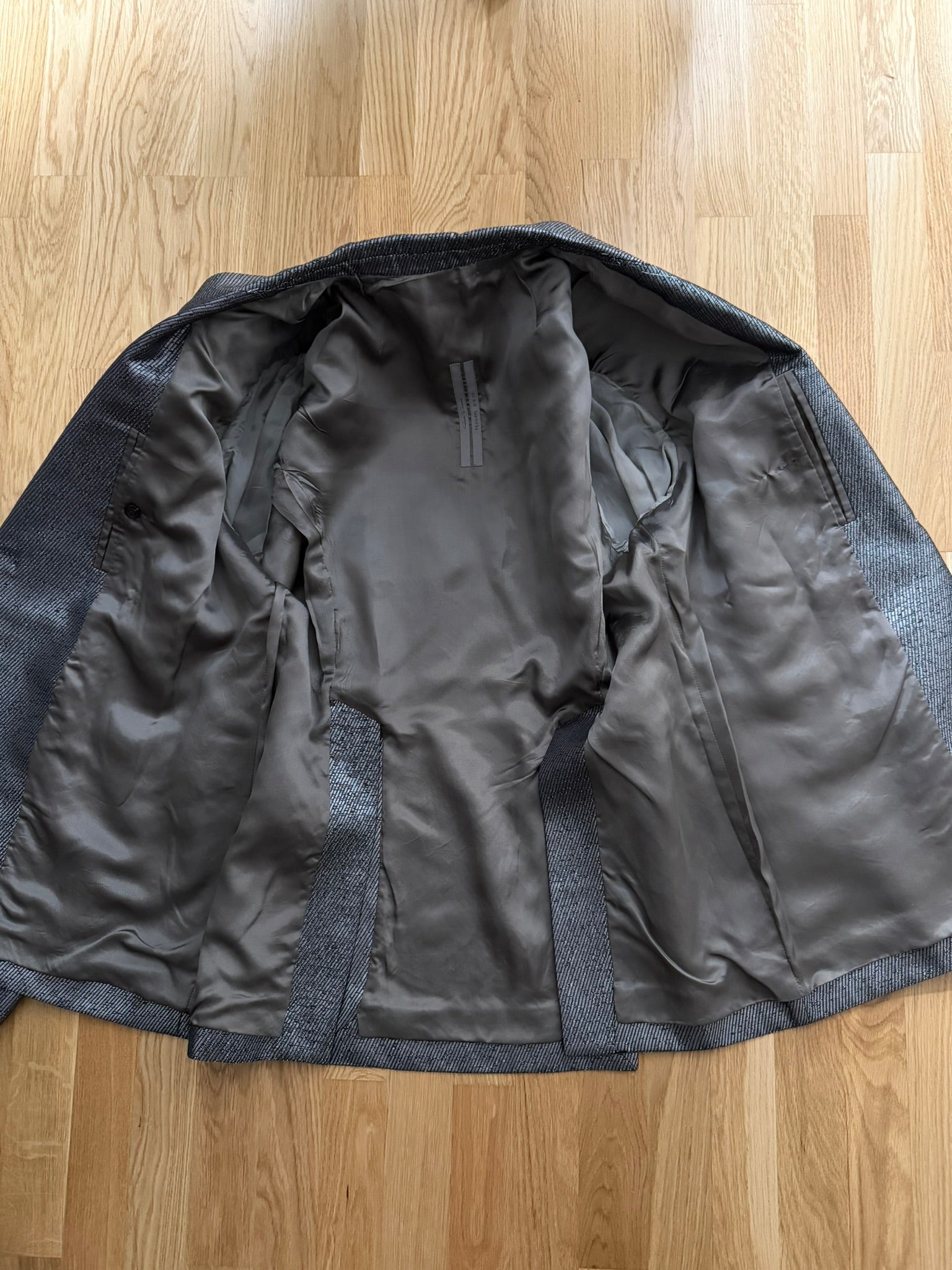 S/S 20 "TECUATL" Silver Silk & Linen Suit Rick Owens L/54