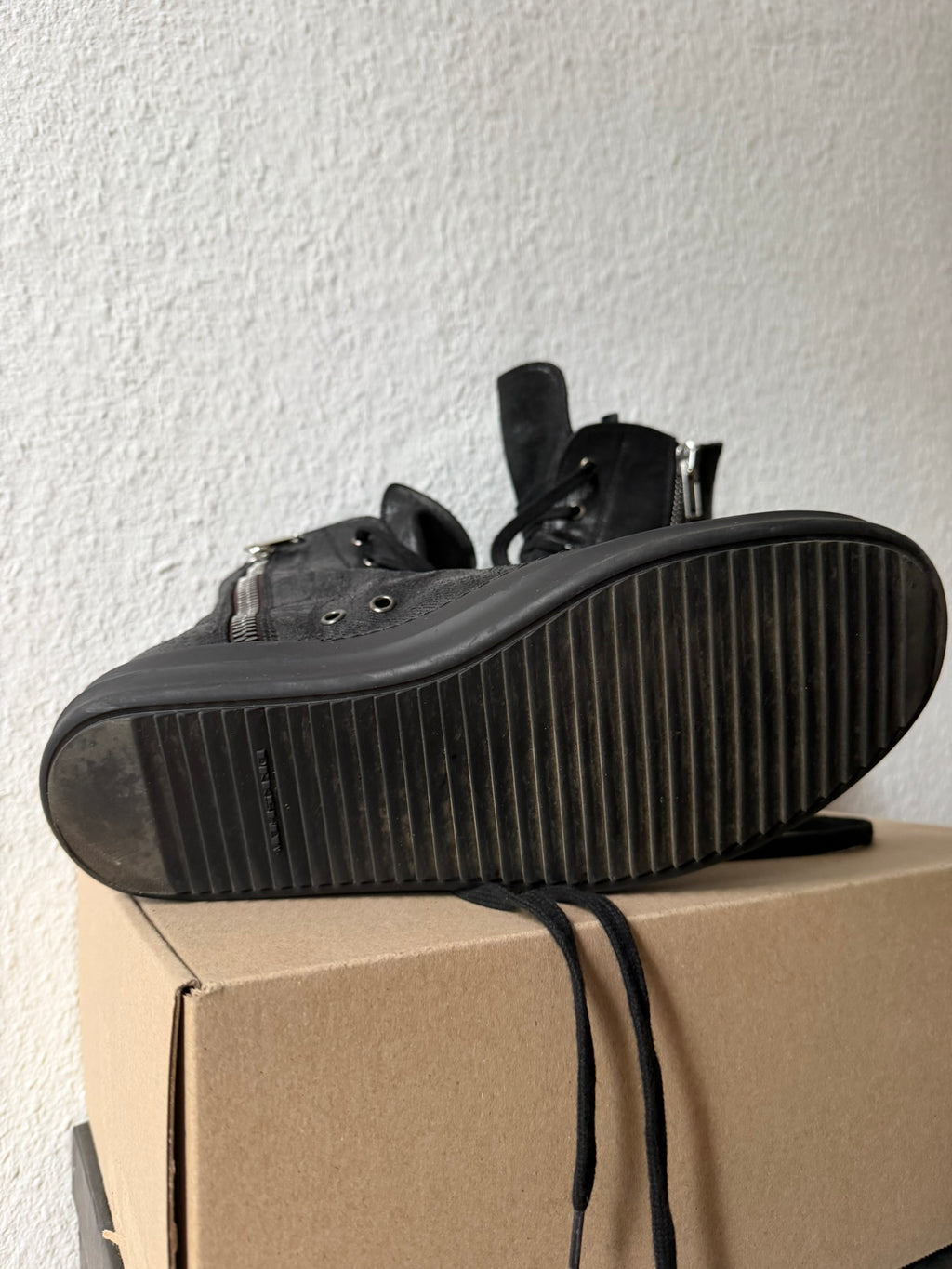 Triple Black Waxed Hi-Top Ramones Rick Owens IT43/US10