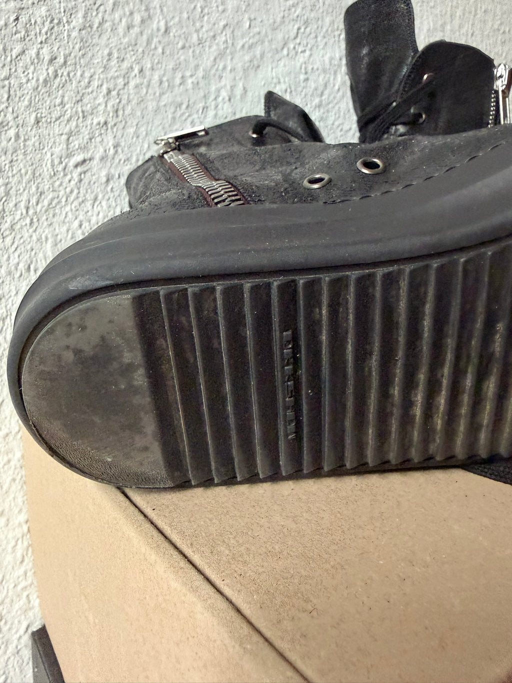 Triple Black Waxed Hi-Top Ramones Rick Owens IT43/US10