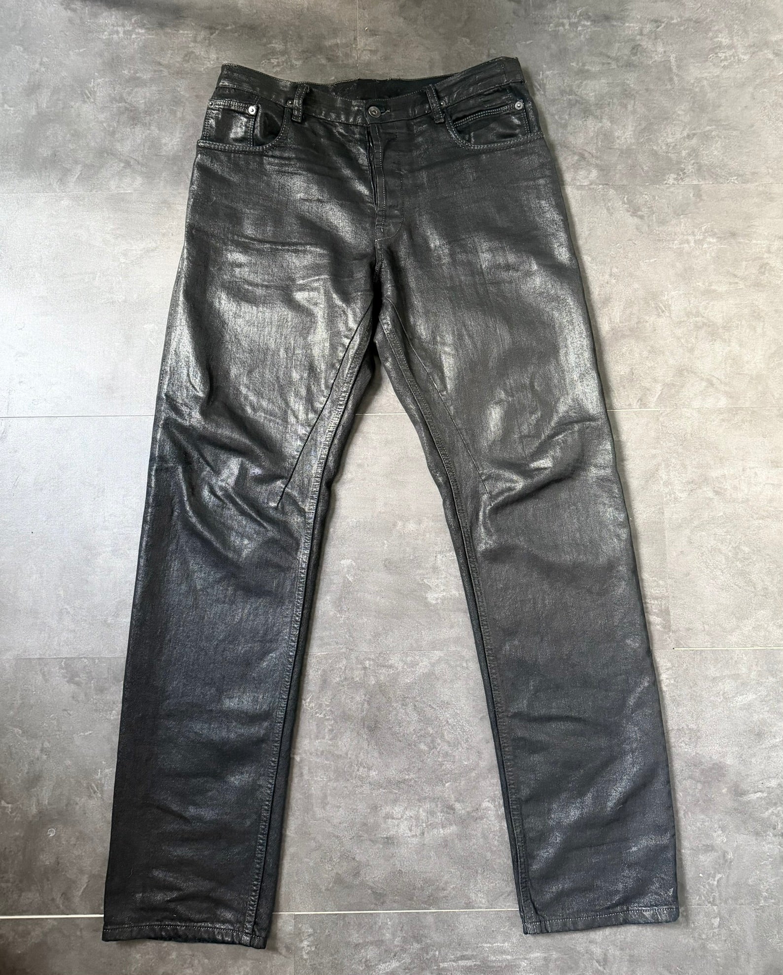 S/S 15 „FAUN“ Black Scrub Waxed Berlin Cut Jeans Rick Owens