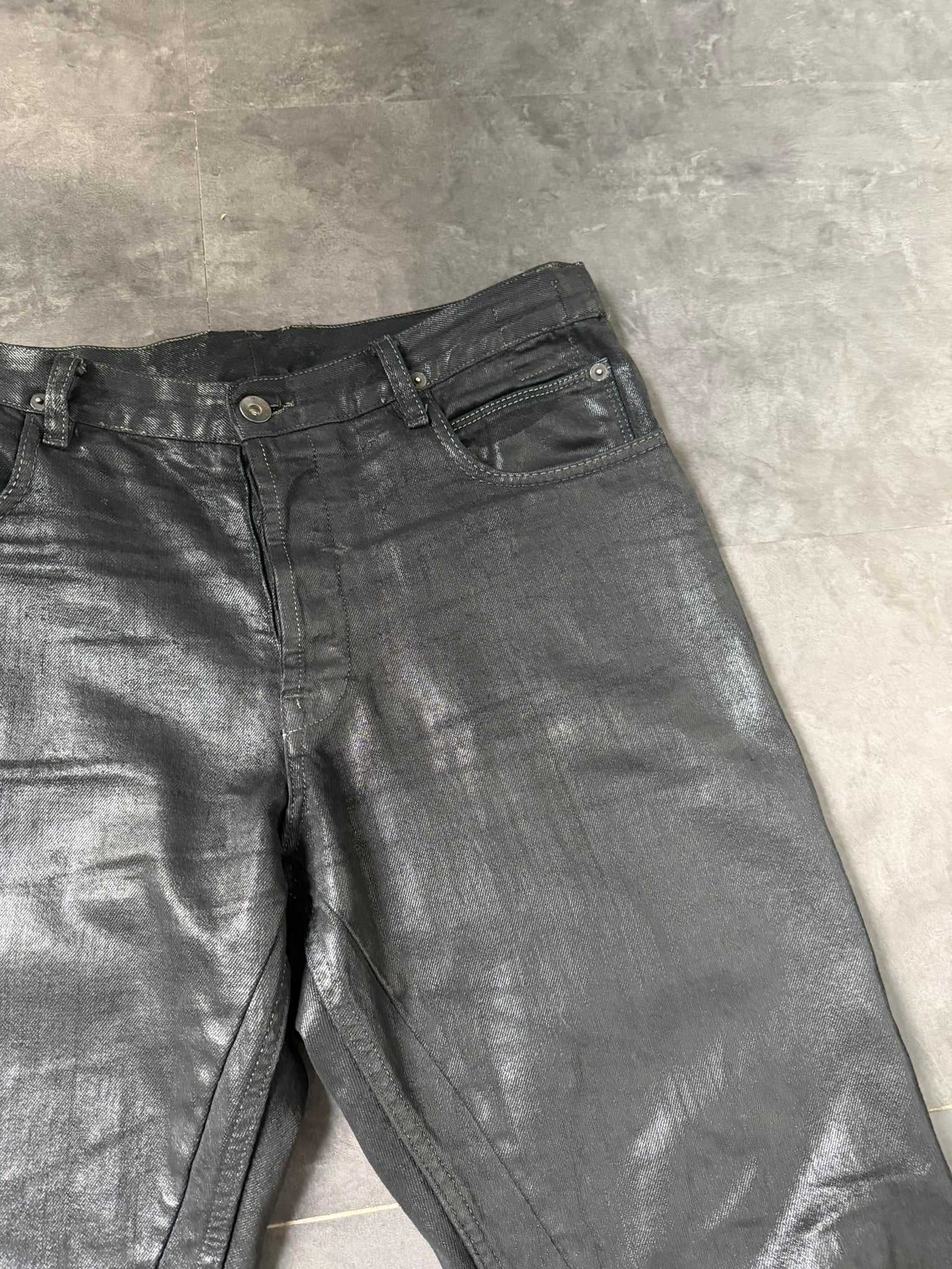 S/S 15 „FAUN“ Black Scrub Waxed Berlin Cut Jeans Rick Owens