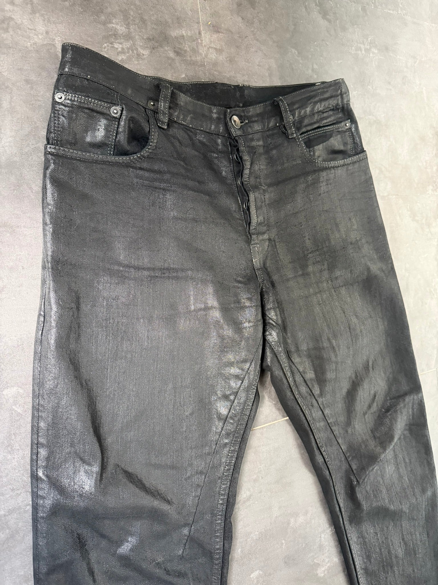 S/S 15 „FAUN“ Black Scrub Waxed Berlin Cut Jeans Rick Owens