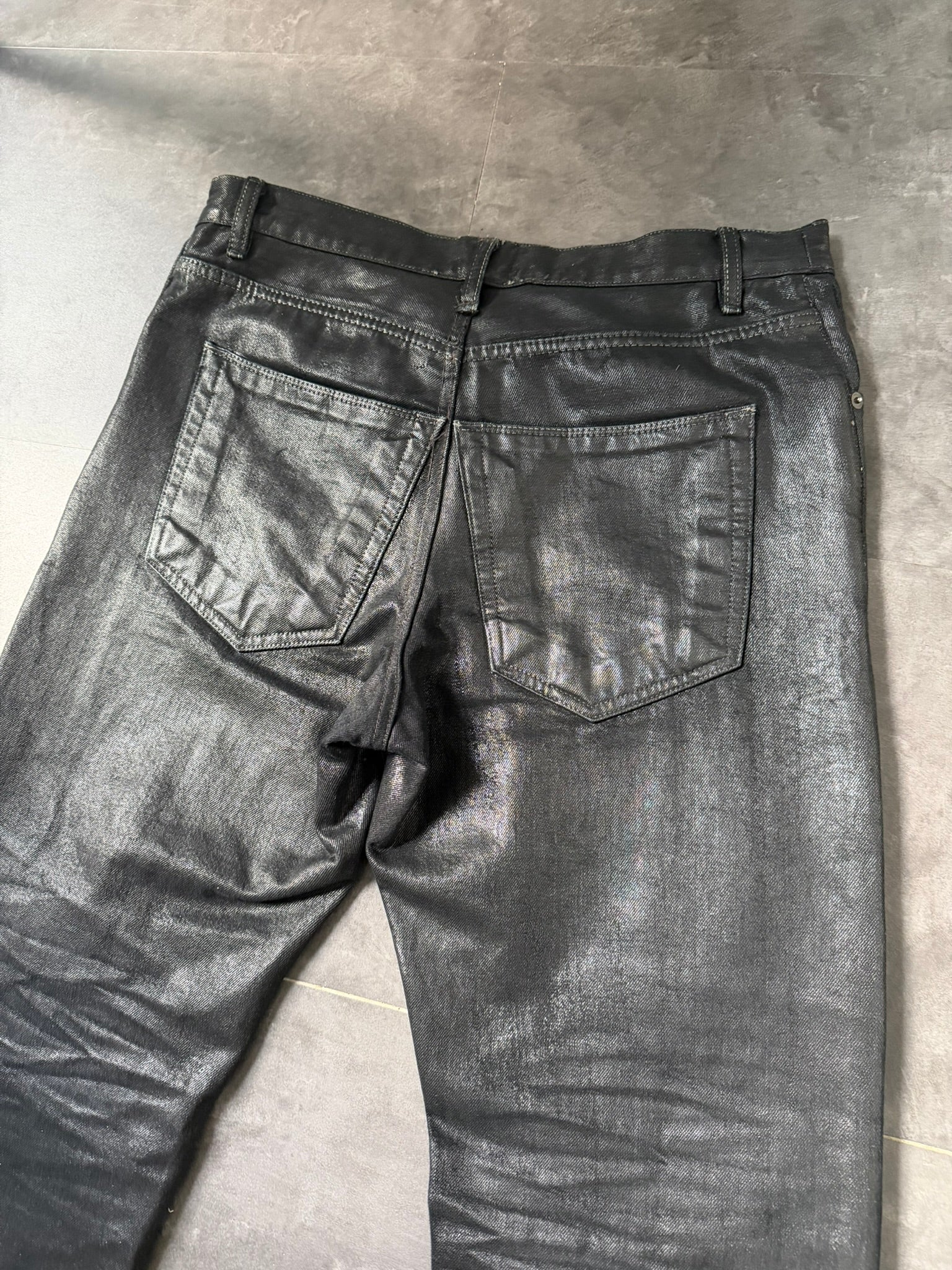 S/S 15 „FAUN“ Black Scrub Waxed Berlin Cut Jeans Rick Owens