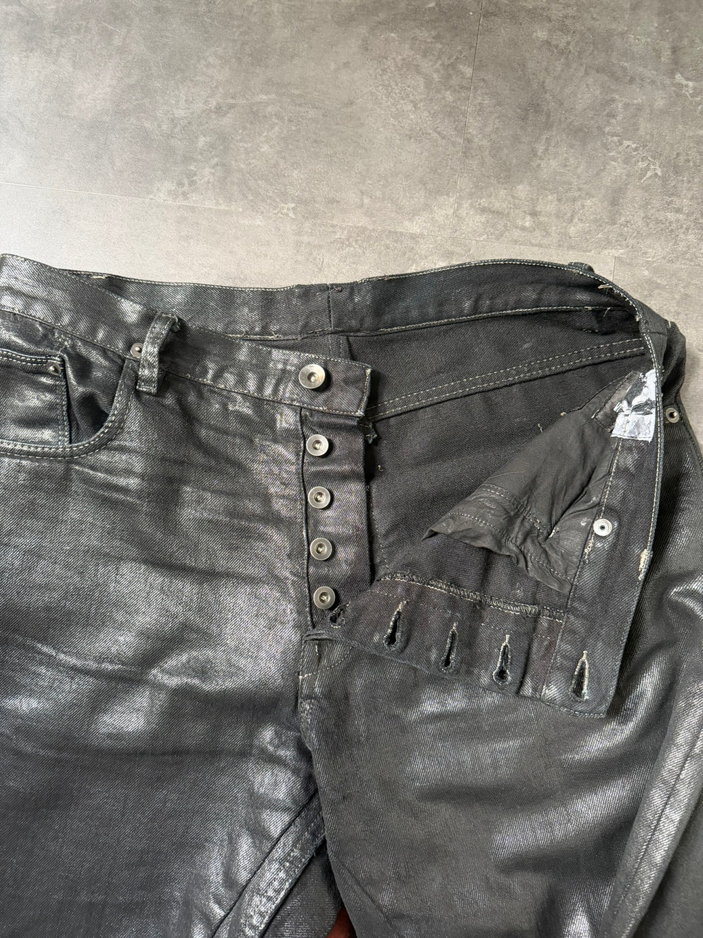S/S 15 „FAUN“ Black Scrub Waxed Berlin Cut Jeans Rick Owens