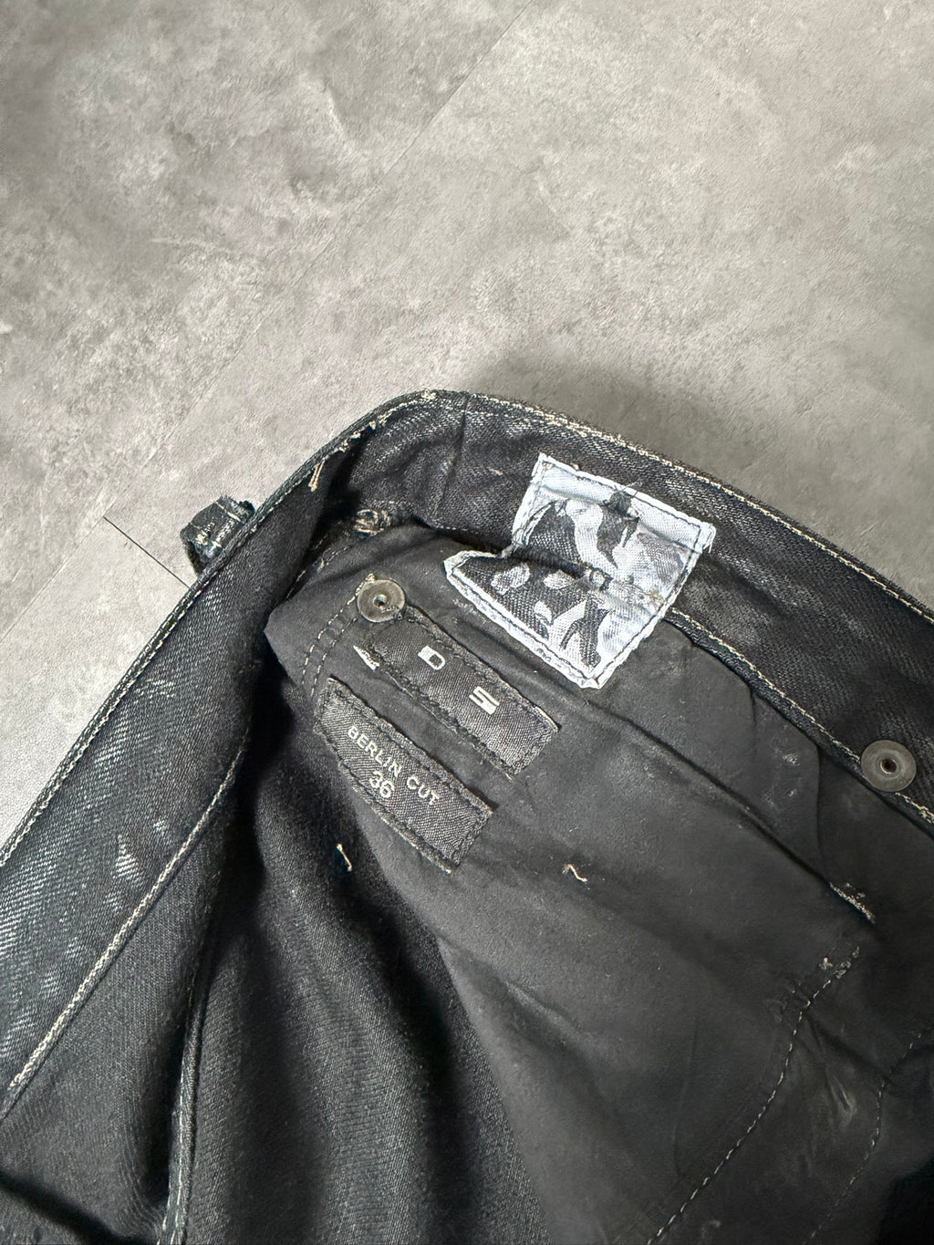 S/S 15 „FAUN“ Black Scrub Waxed Berlin Cut Jeans Rick Owens