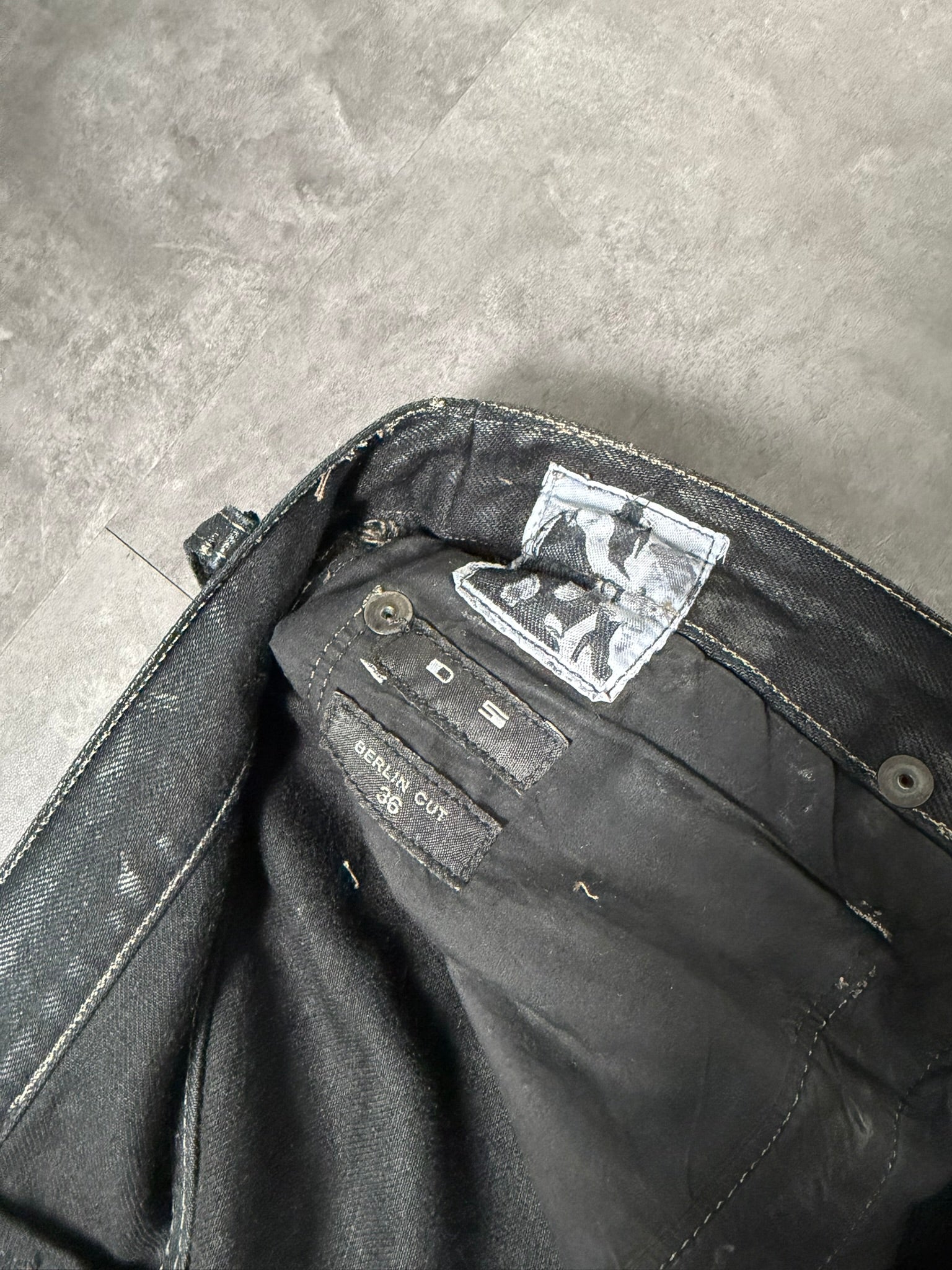 S/S 15 „FAUN“ Black Scrub Waxed Berlin Cut Jeans Rick Owens