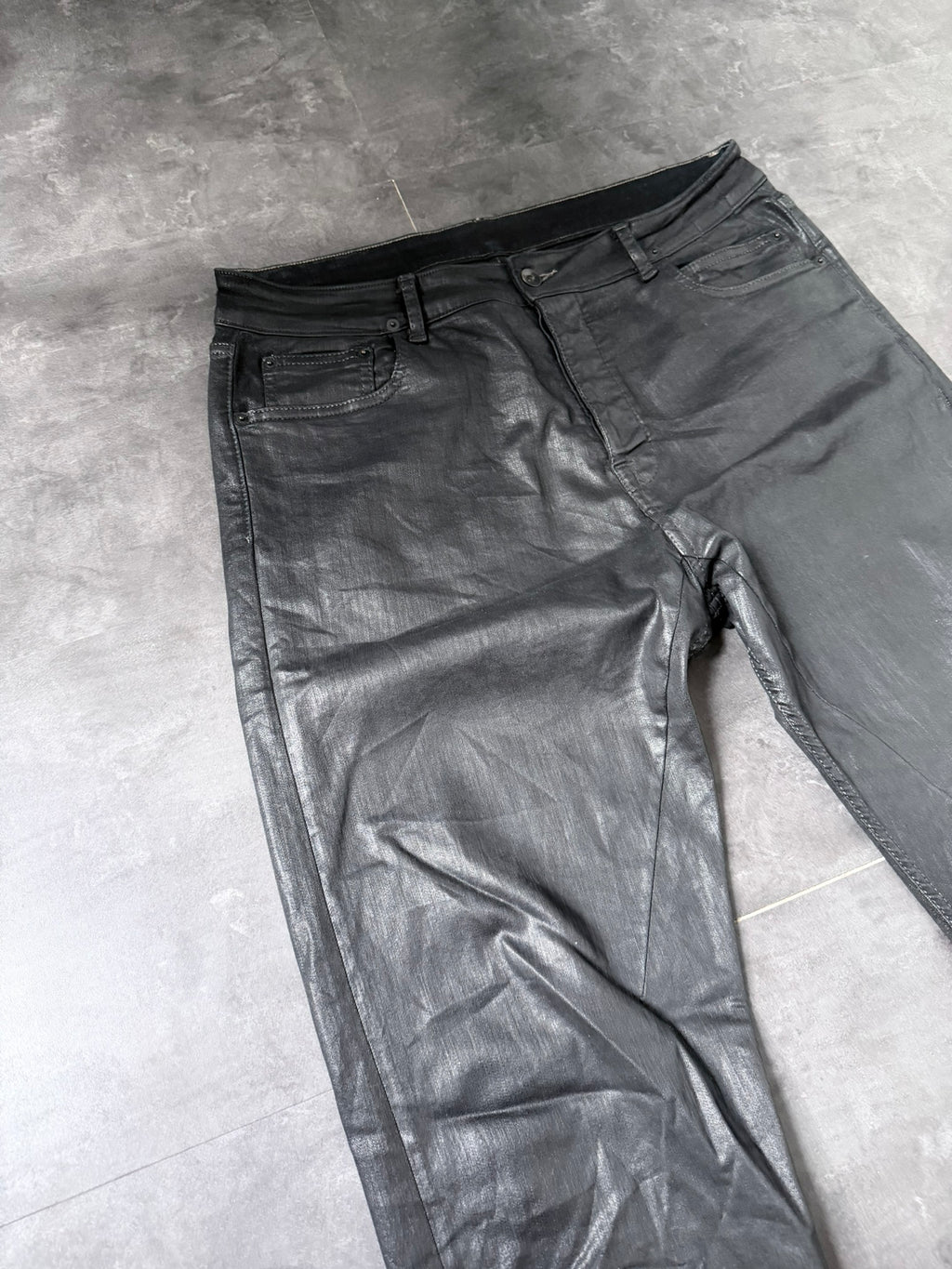 S/S 18 "DIRT" Waxed Torrance Cut Denim Jeans Rick Owens US36