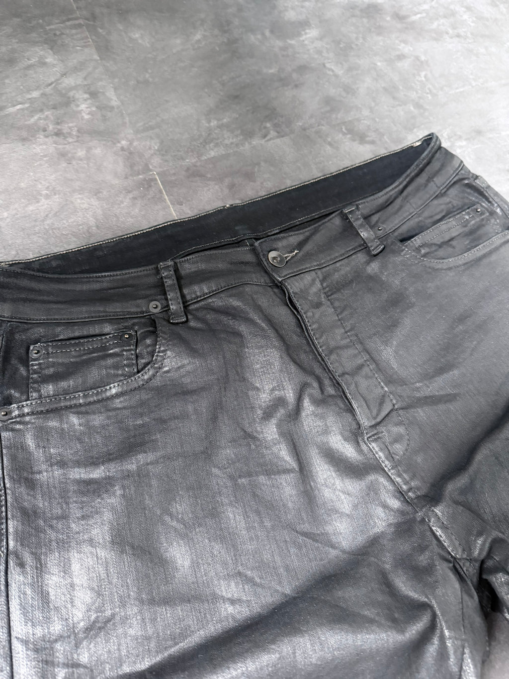 S/S 18 "DIRT" Waxed Torrance Cut Denim Jeans Rick Owens US36