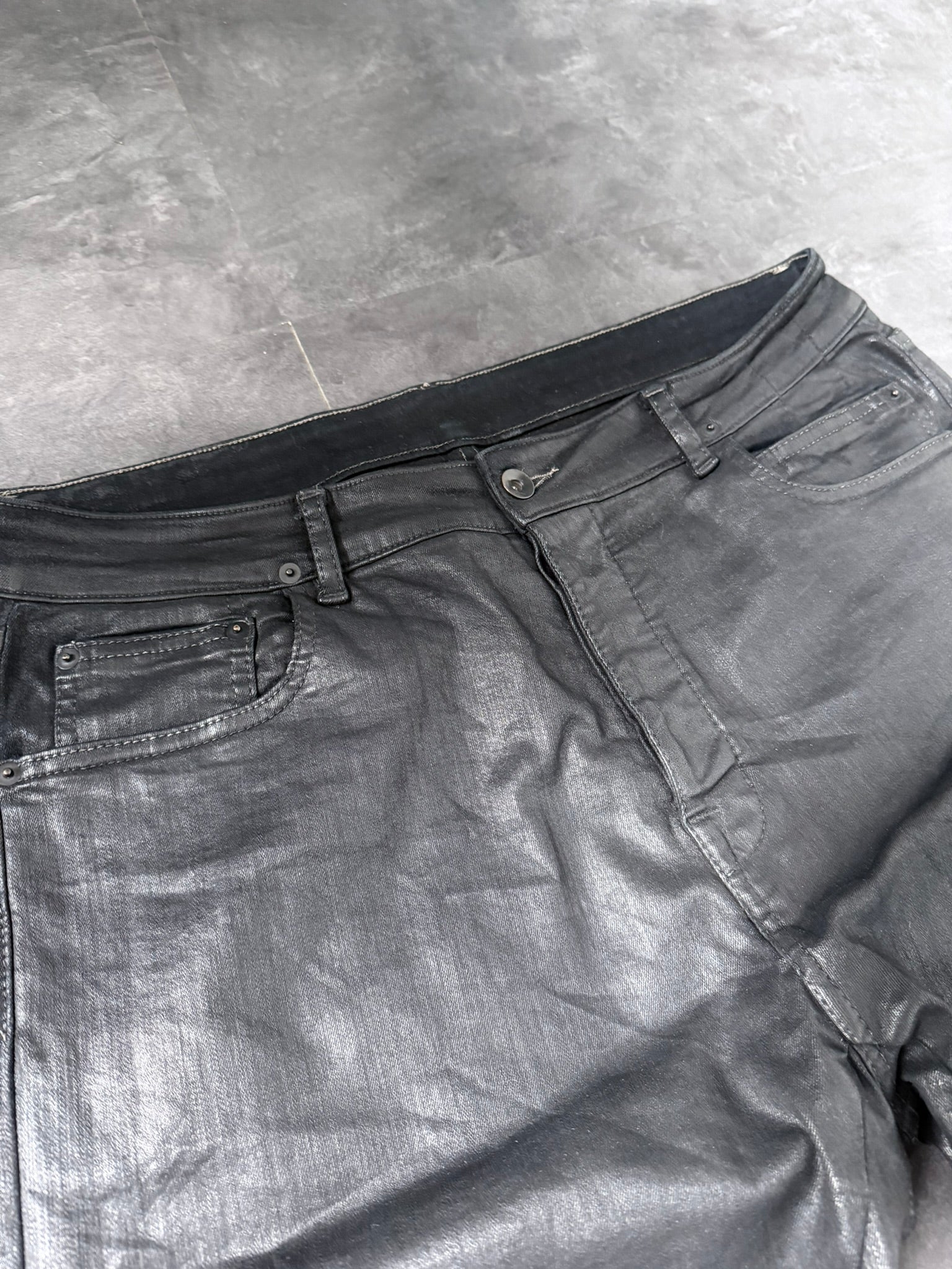 S/S 18 "DIRT" Waxed Torrance Cut Denim Jeans Rick Owens US36