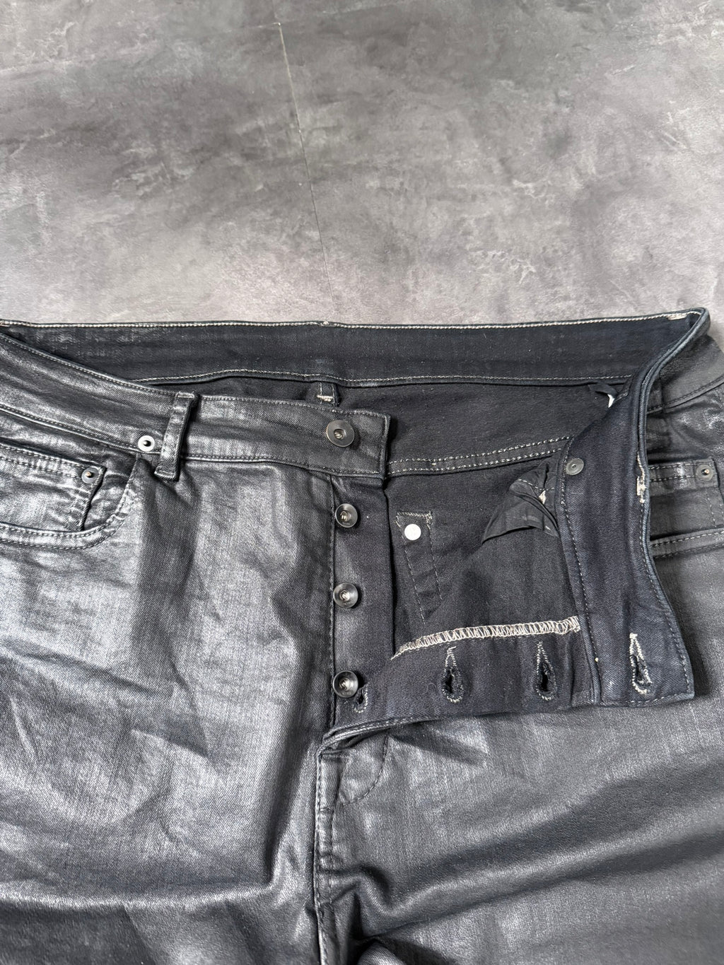 S/S 18 "DIRT" Waxed Torrance Cut Denim Jeans Rick Owens US36
