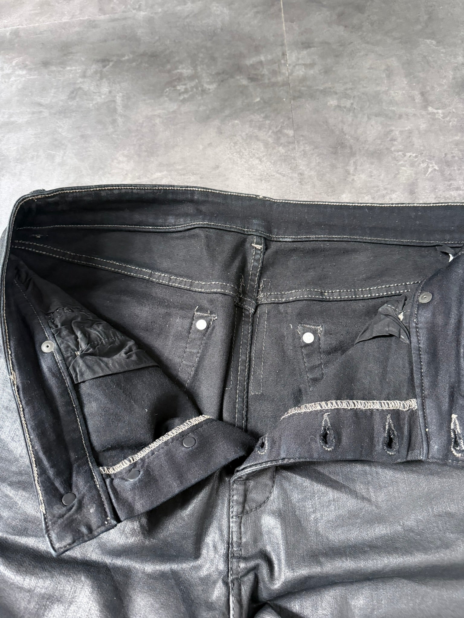 S/S 18 "DIRT" Waxed Torrance Cut Denim Jeans Rick Owens US36
