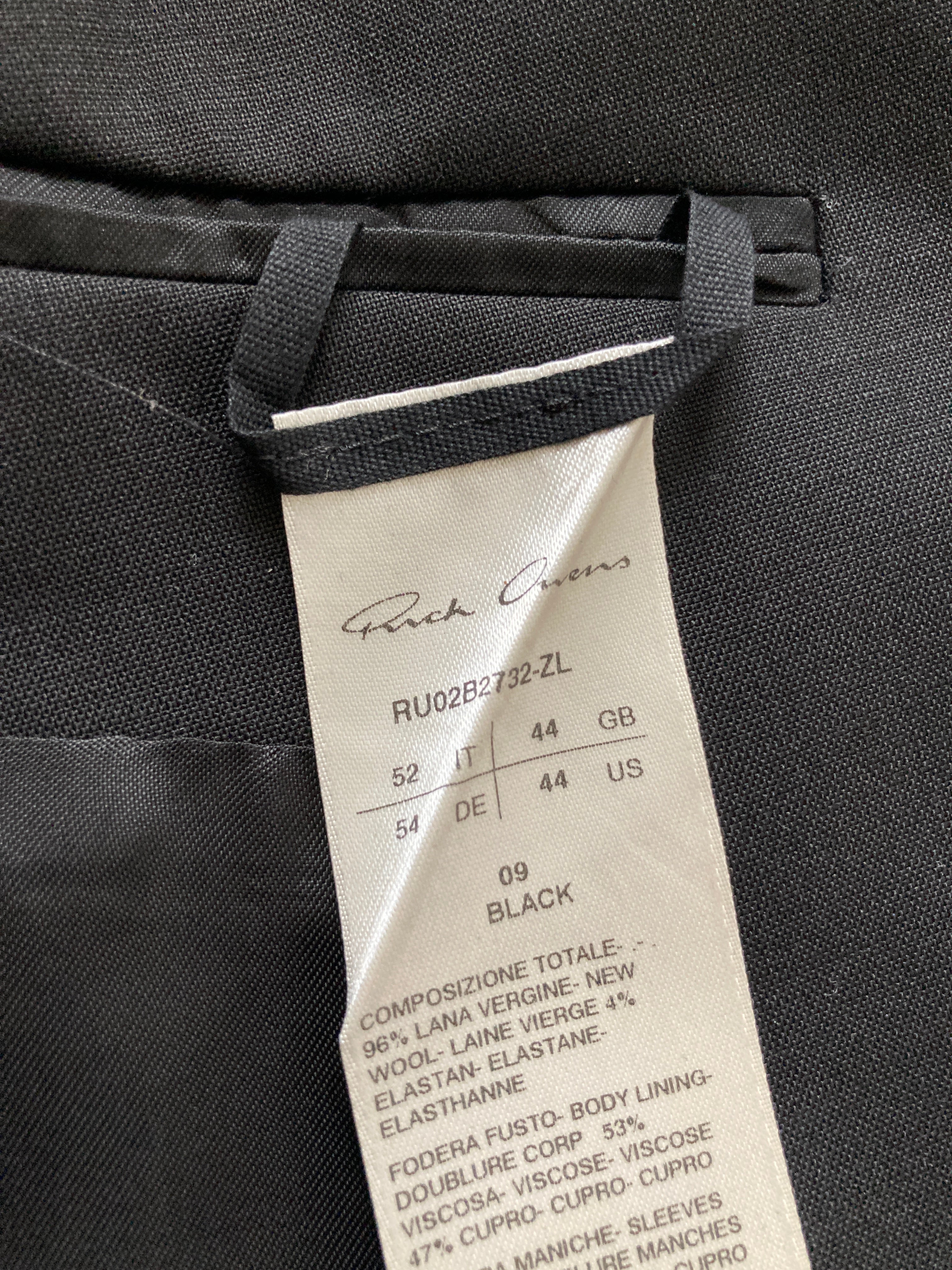 F/W 22 "STROBE" Black Walrus Wool Blazer IT52/L Rick Owens