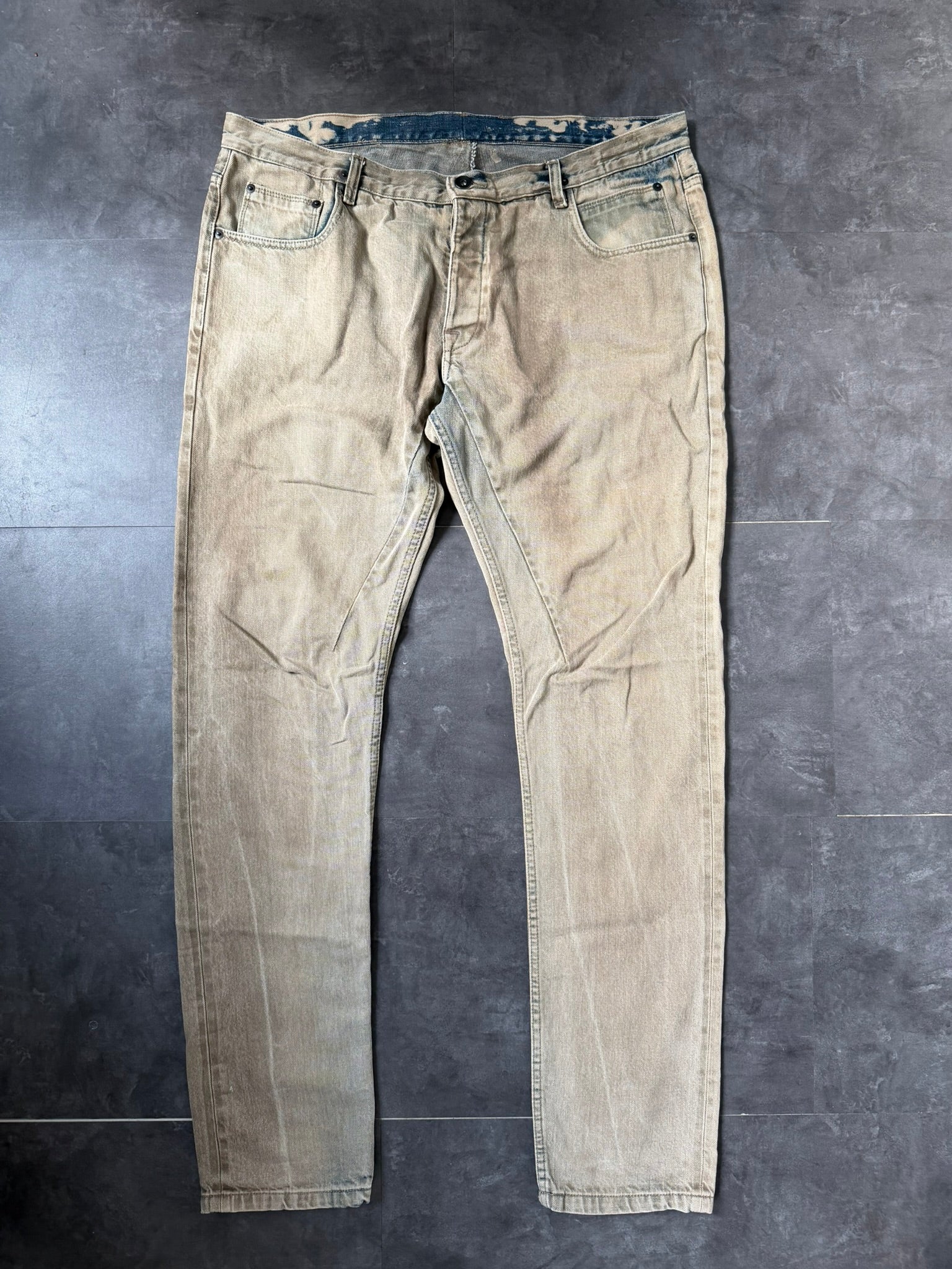 Rick Owens Parchment Dyed Detroit Cut Denim