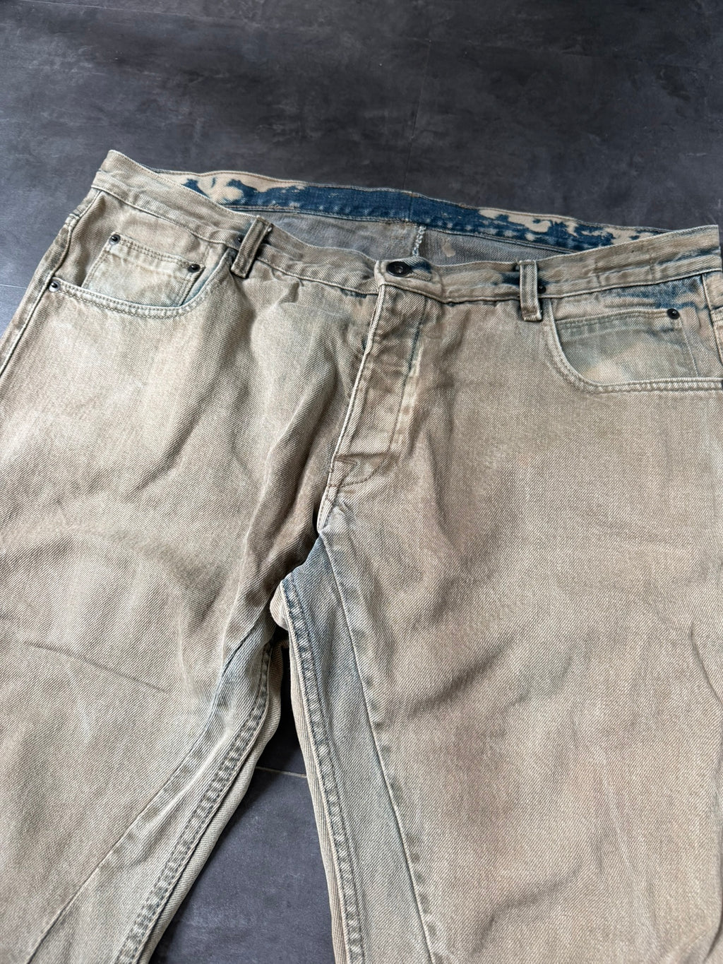 Rick Owens Parchment Dyed Detroit Cut Denim