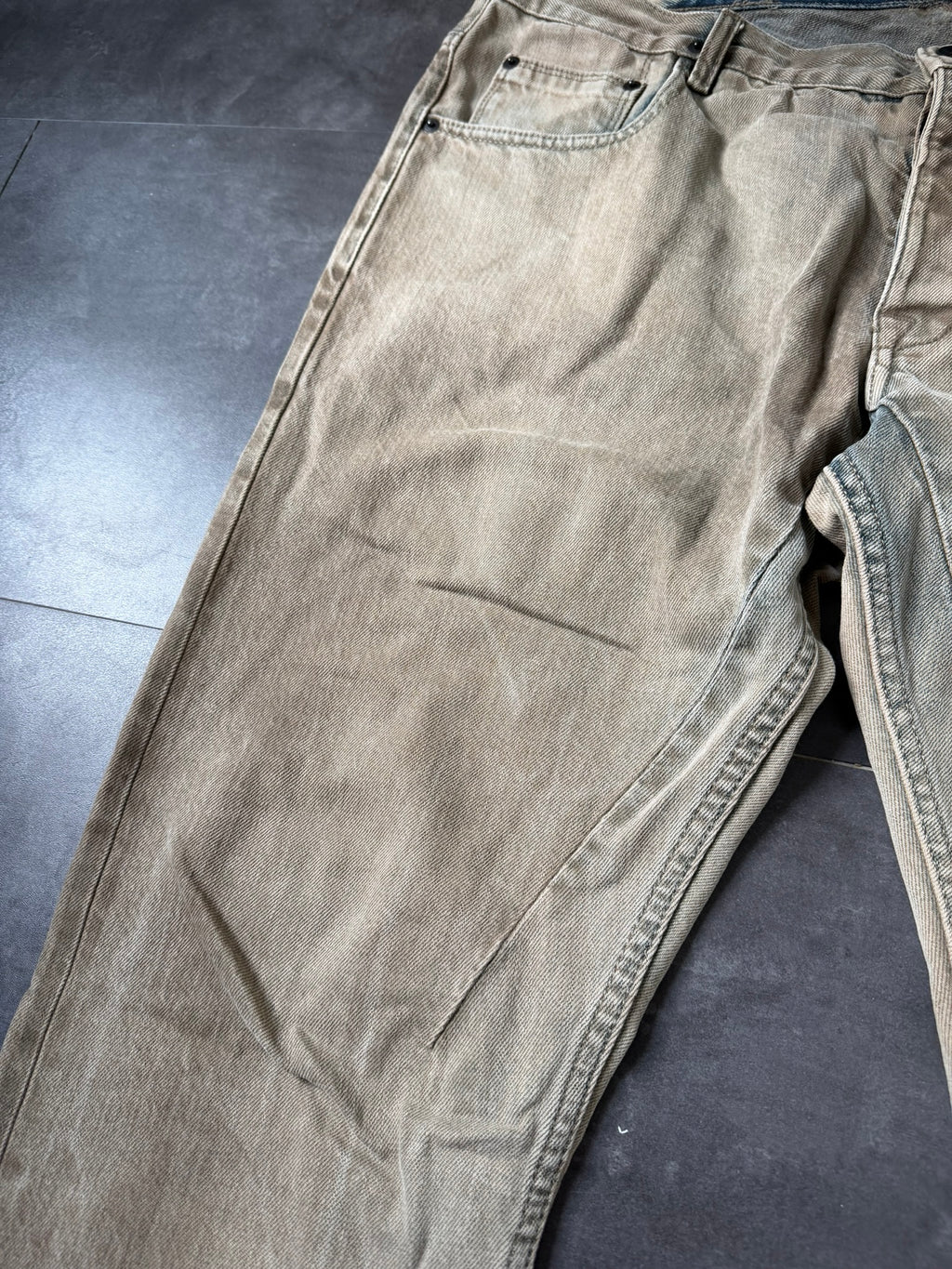 Rick Owens Parchment Dyed Detroit Cut Denim