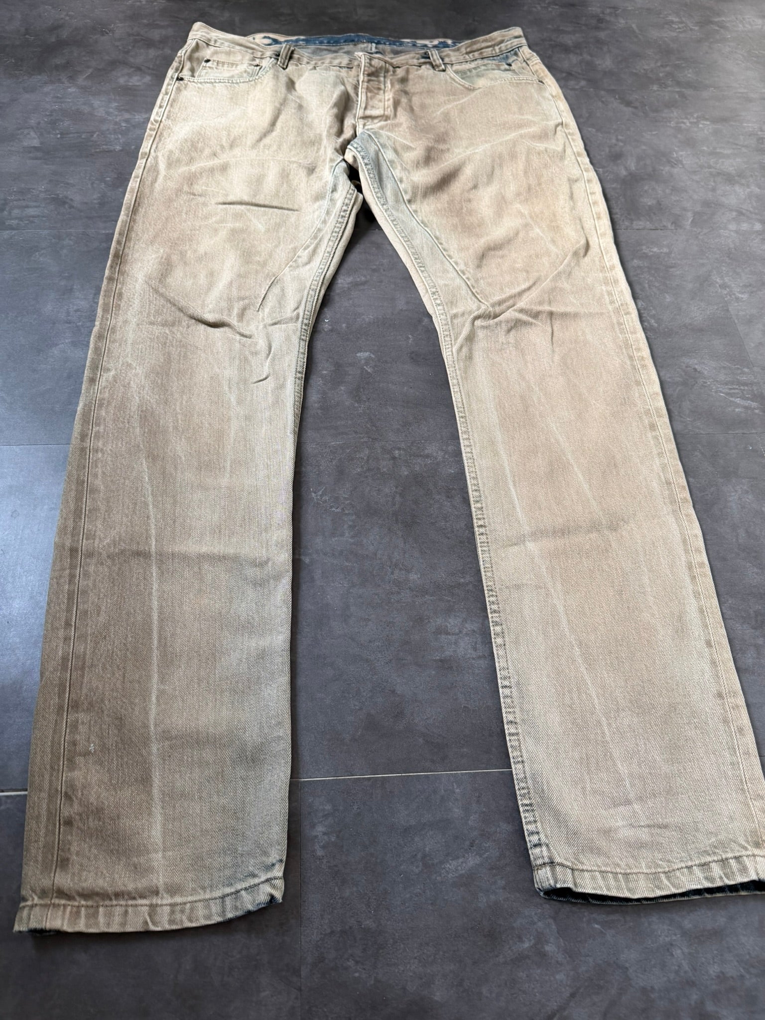 Rick Owens Parchment Dyed Detroit Cut Denim