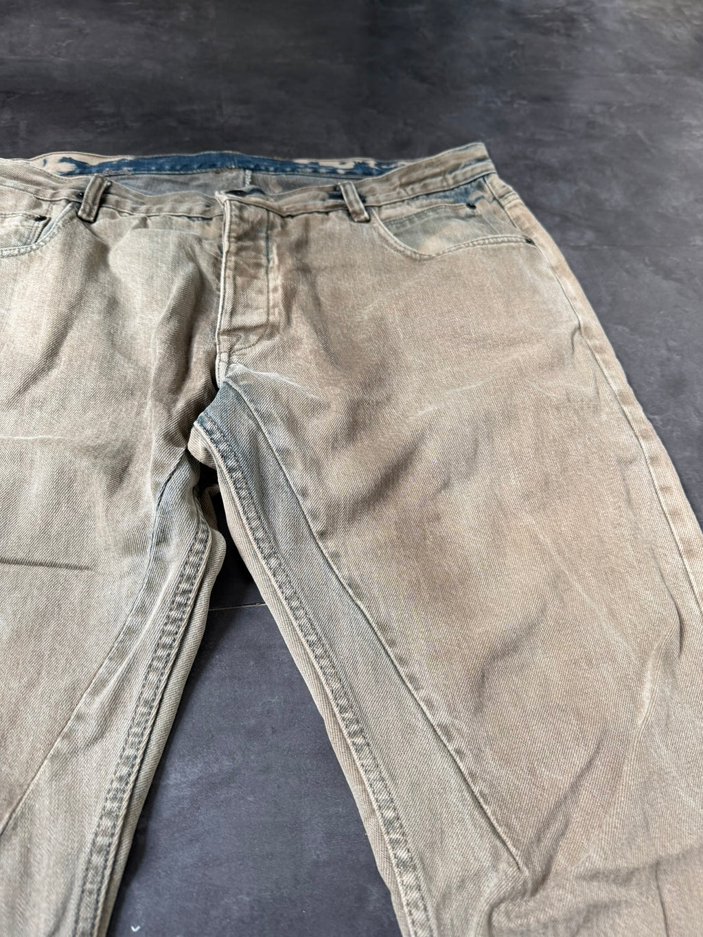 Rick Owens Parchment Dyed Detroit Cut Denim