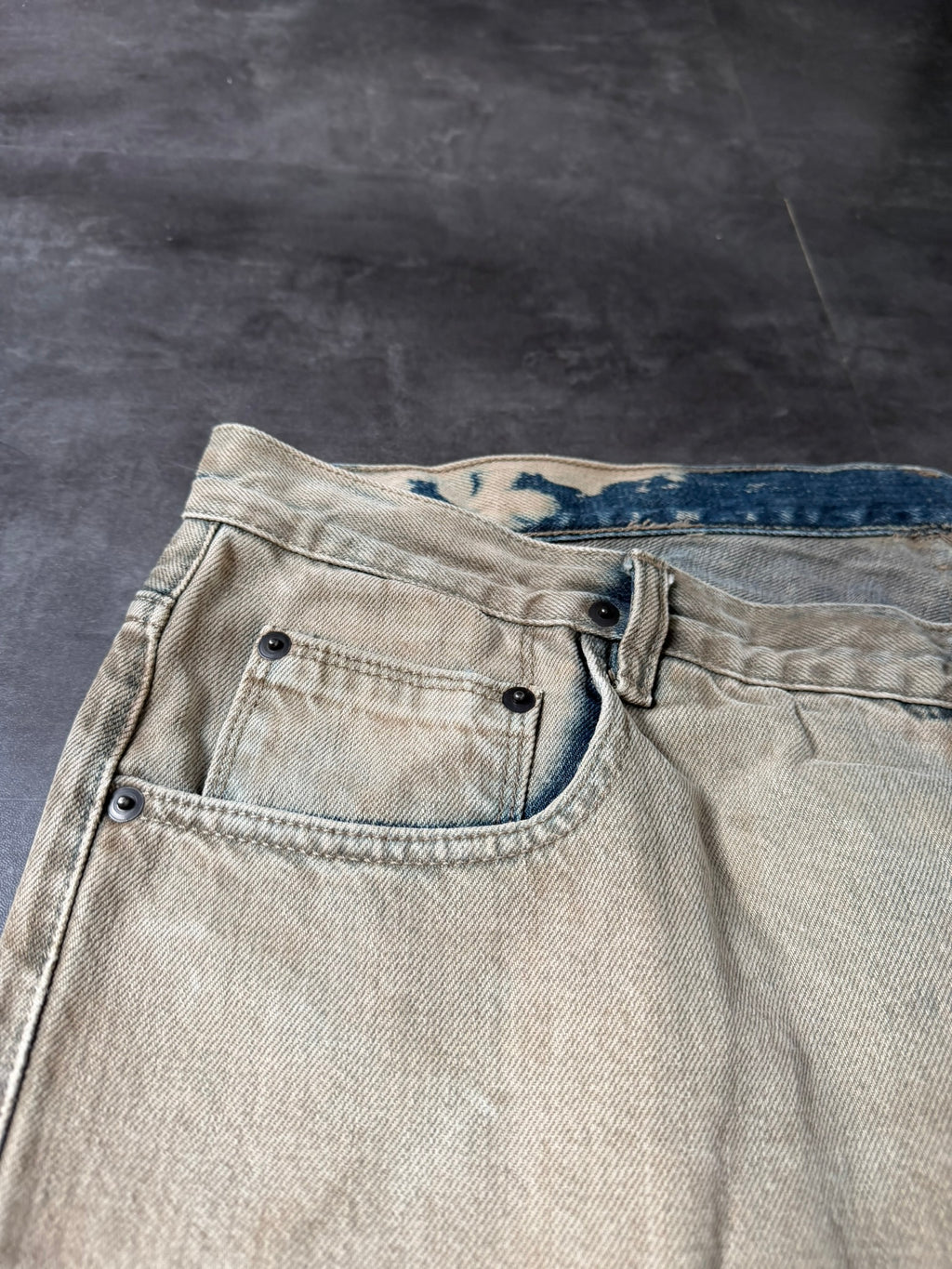 Rick Owens Parchment Dyed Detroit Cut Denim