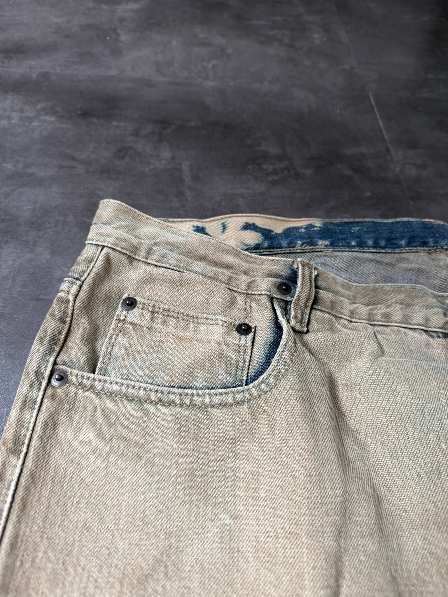 Rick Owens Parchment Dyed Detroit Cut Denim