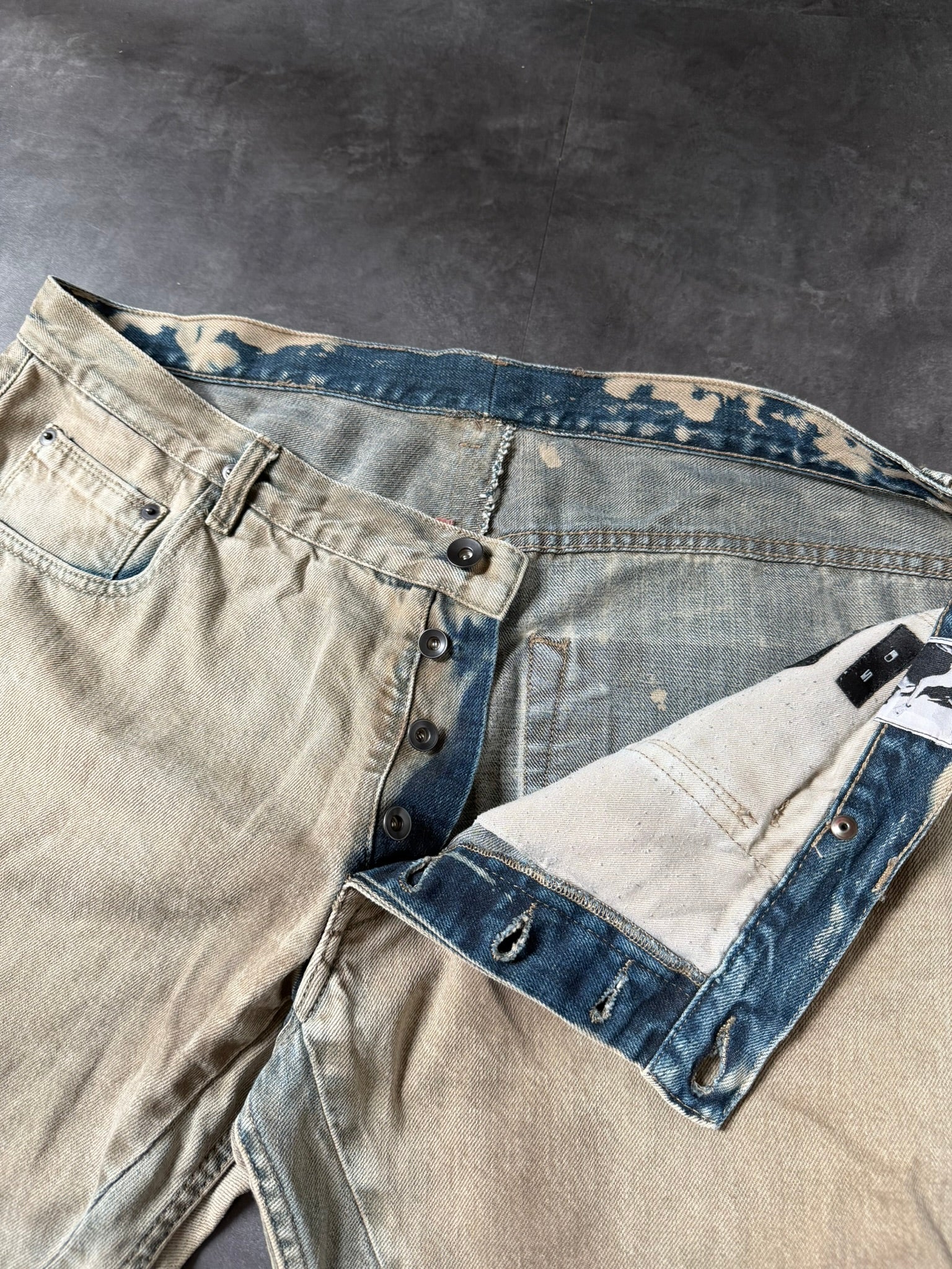 Rick Owens Parchment Dyed Detroit Cut Denim