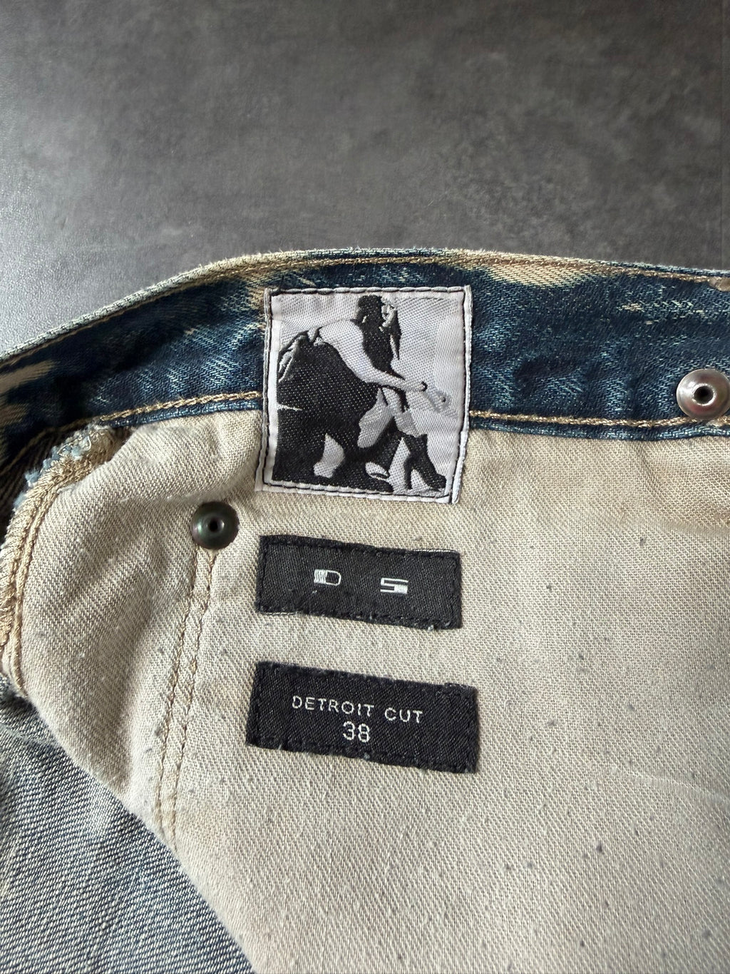 Rick Owens Parchment Dyed Detroit Cut Denim