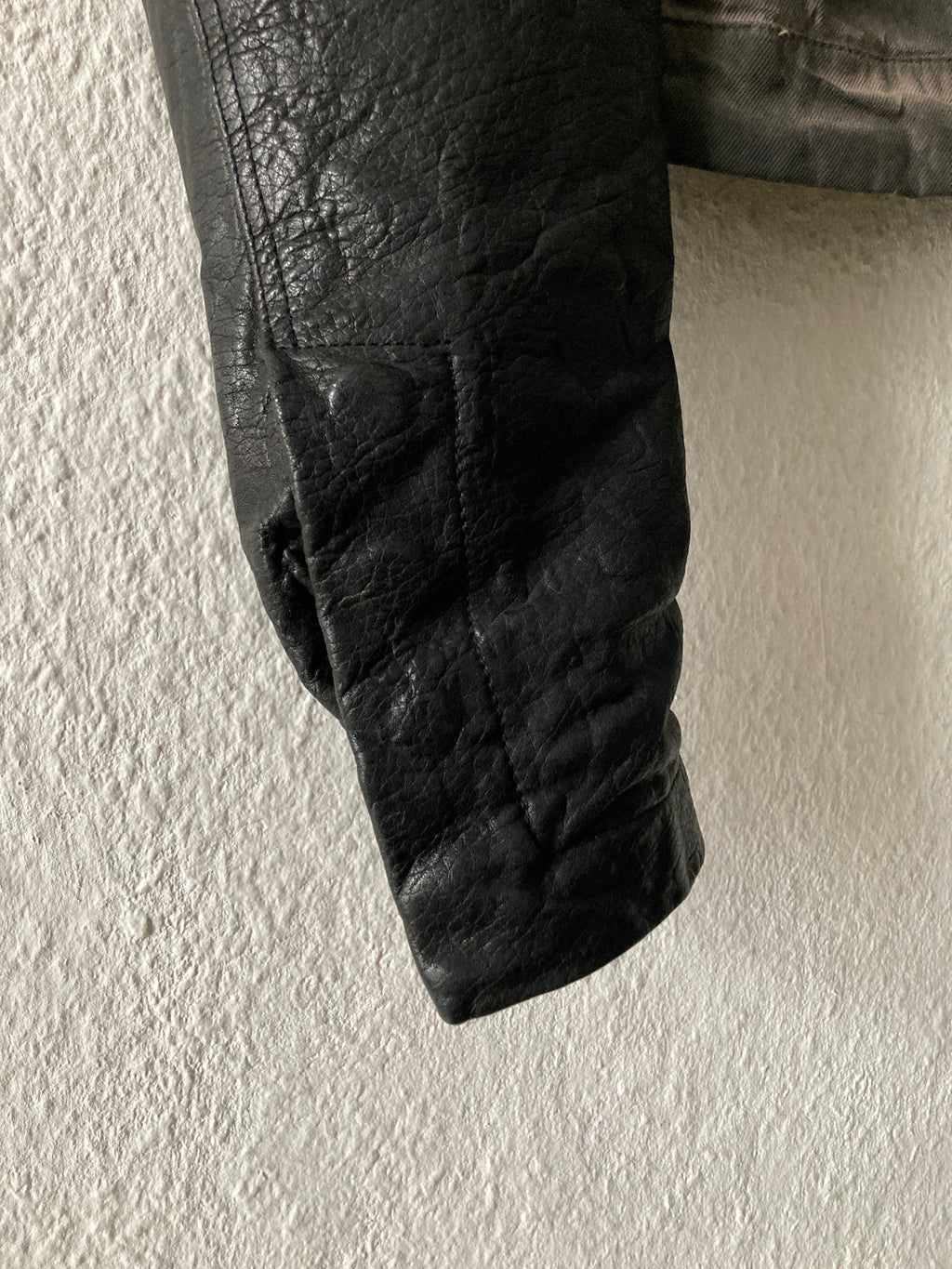 F/W 11 "LIMO" Mud Cloth Leather Sleeve Denim Jacket Rick Owens L