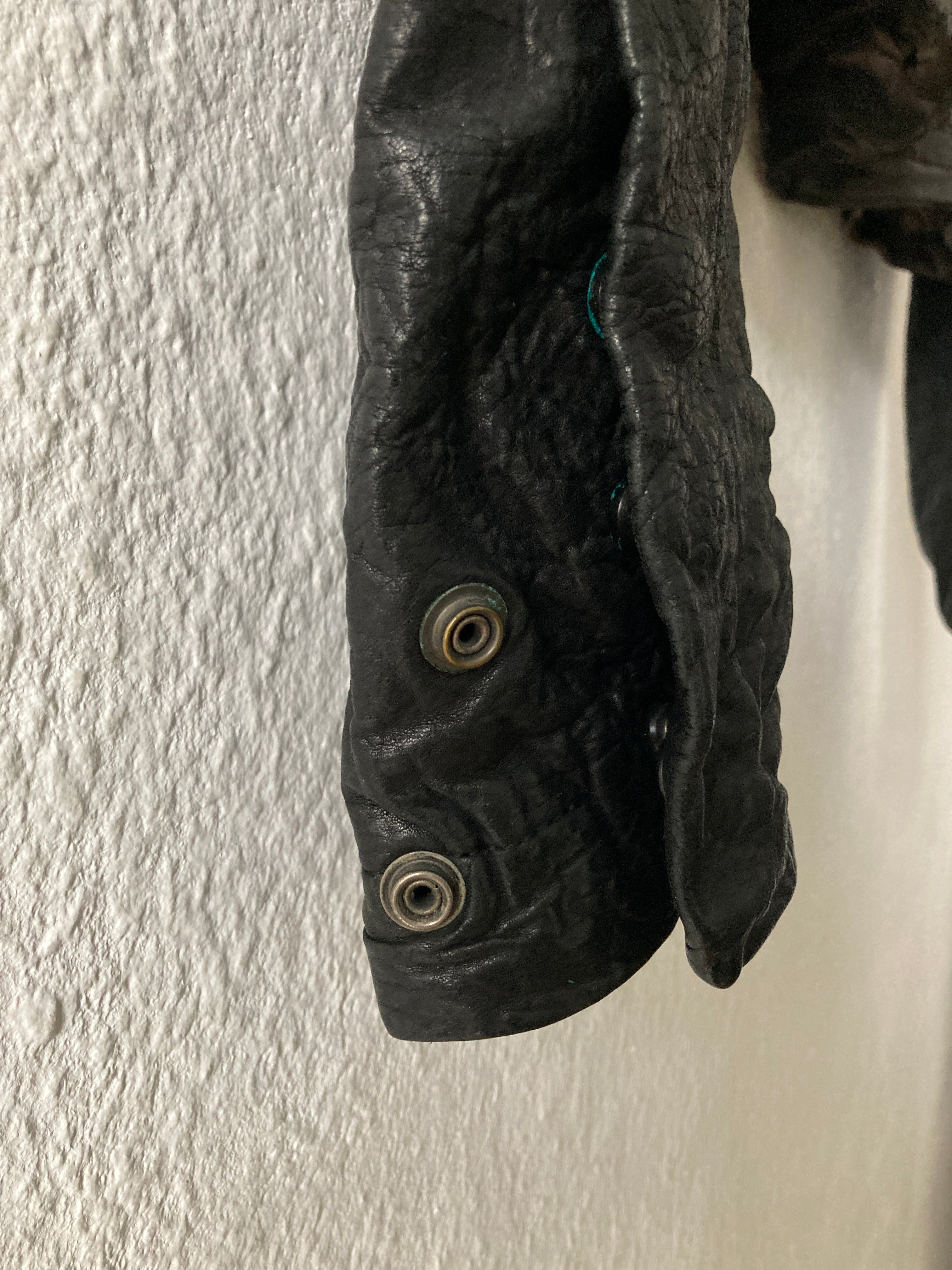 F/W 11 "LIMO" Mud Cloth Leather Sleeve Denim Jacket Rick Owens L