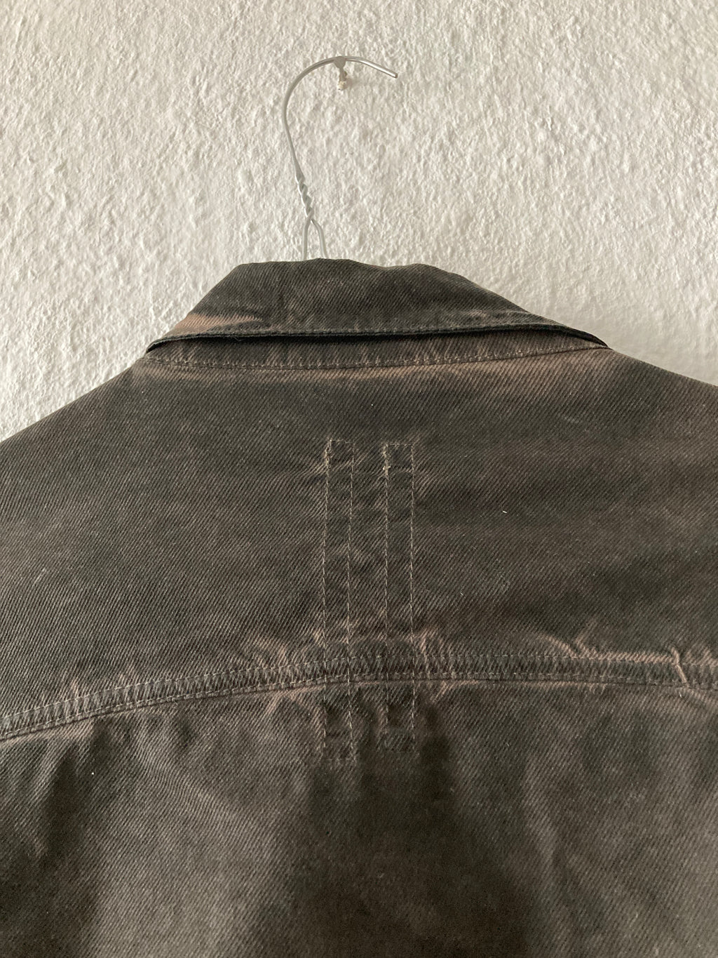 F/W 11 "LIMO" Mud Cloth Leather Sleeve Denim Jacket Rick Owens L