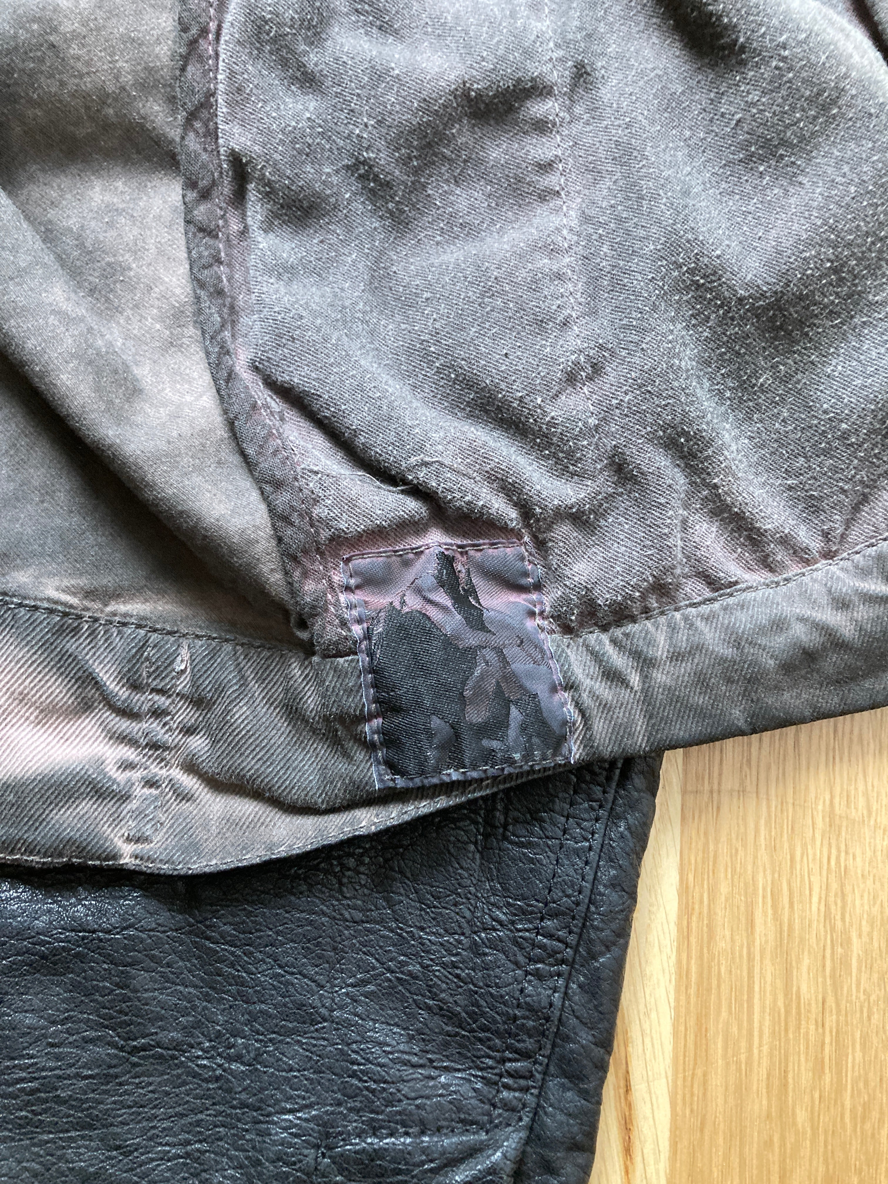 F/W 11 "LIMO" Mud Cloth Leather Sleeve Denim Jacket Rick Owens L