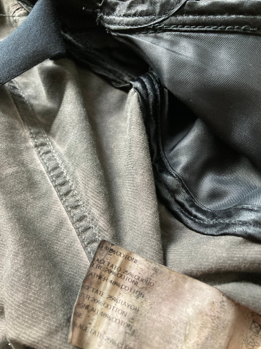 F/W 11 "LIMO" Mud Cloth Leather Sleeve Denim Jacket Rick Owens L