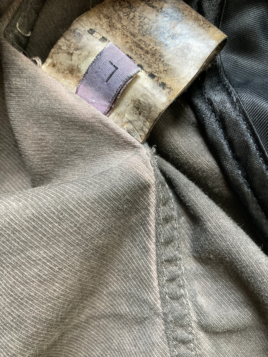 F/W 11 "LIMO" Mud Cloth Leather Sleeve Denim Jacket Rick Owens L