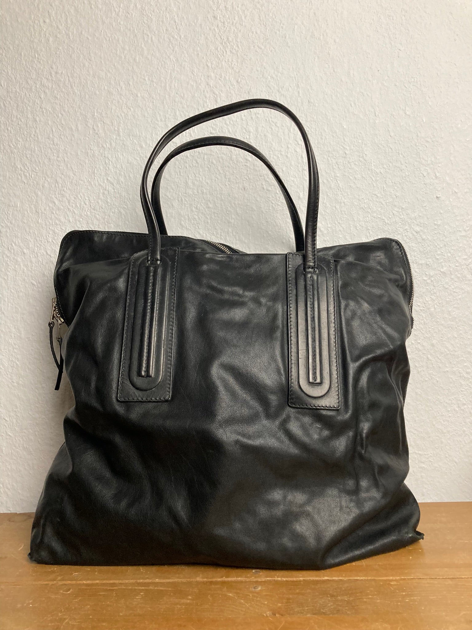 F/W 15 "SPHINX" Large Leather Carry-All in Black