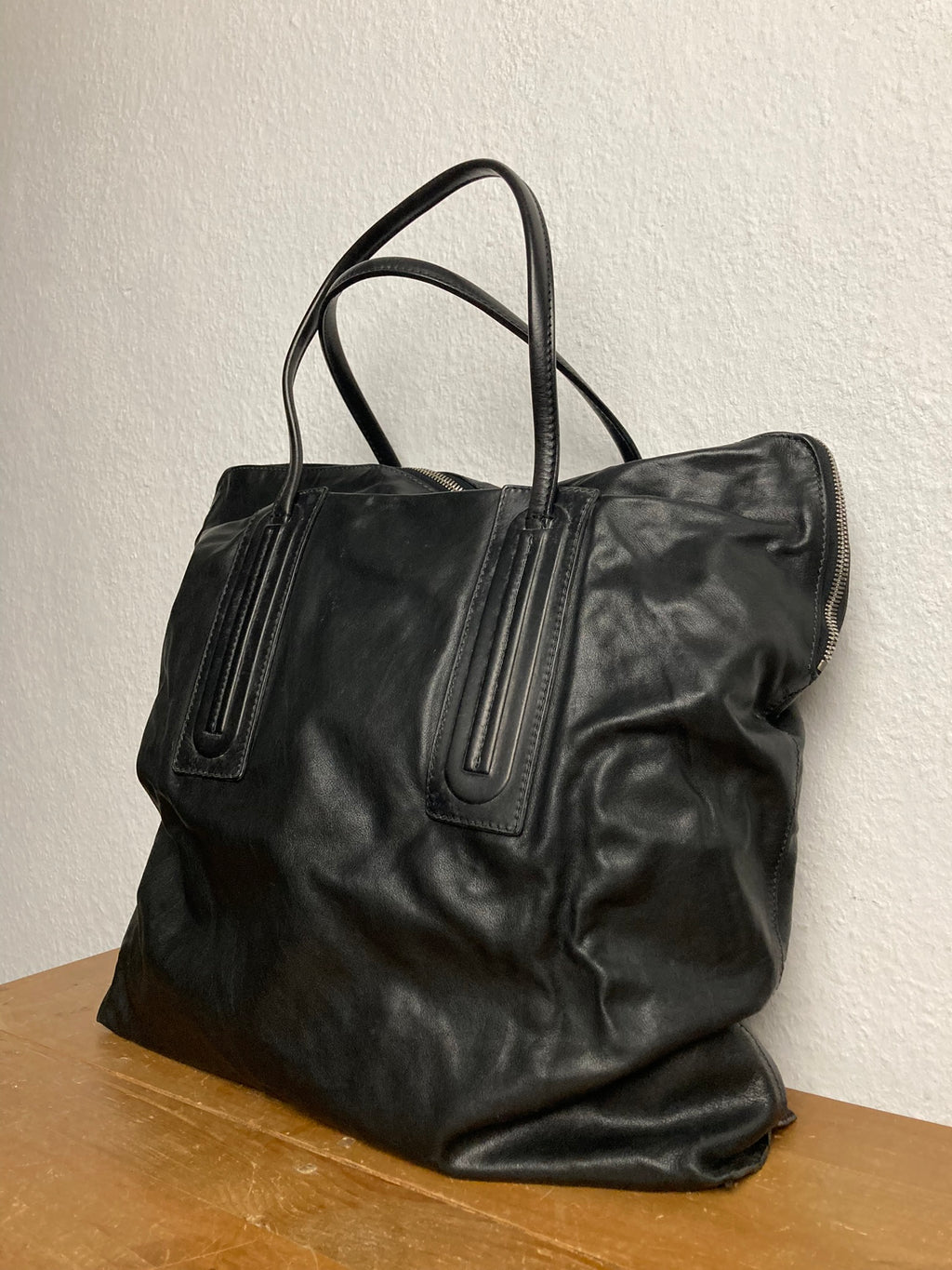 F/W 15 "SPHINX" Large Leather Carry-All in Black