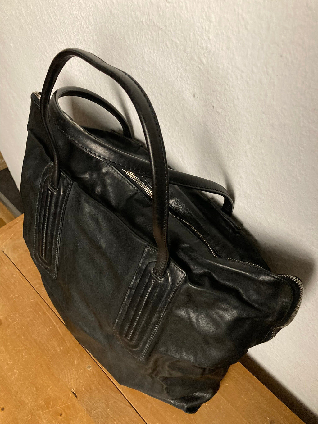 F/W 15 "SPHINX" Large Leather Carry-All in Black