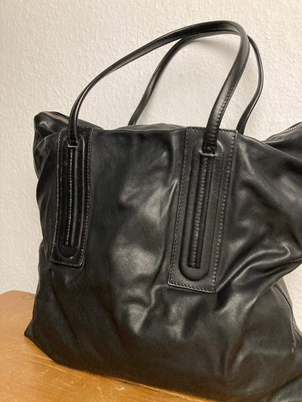 F/W 15 "SPHINX" Large Leather Carry-All in Black