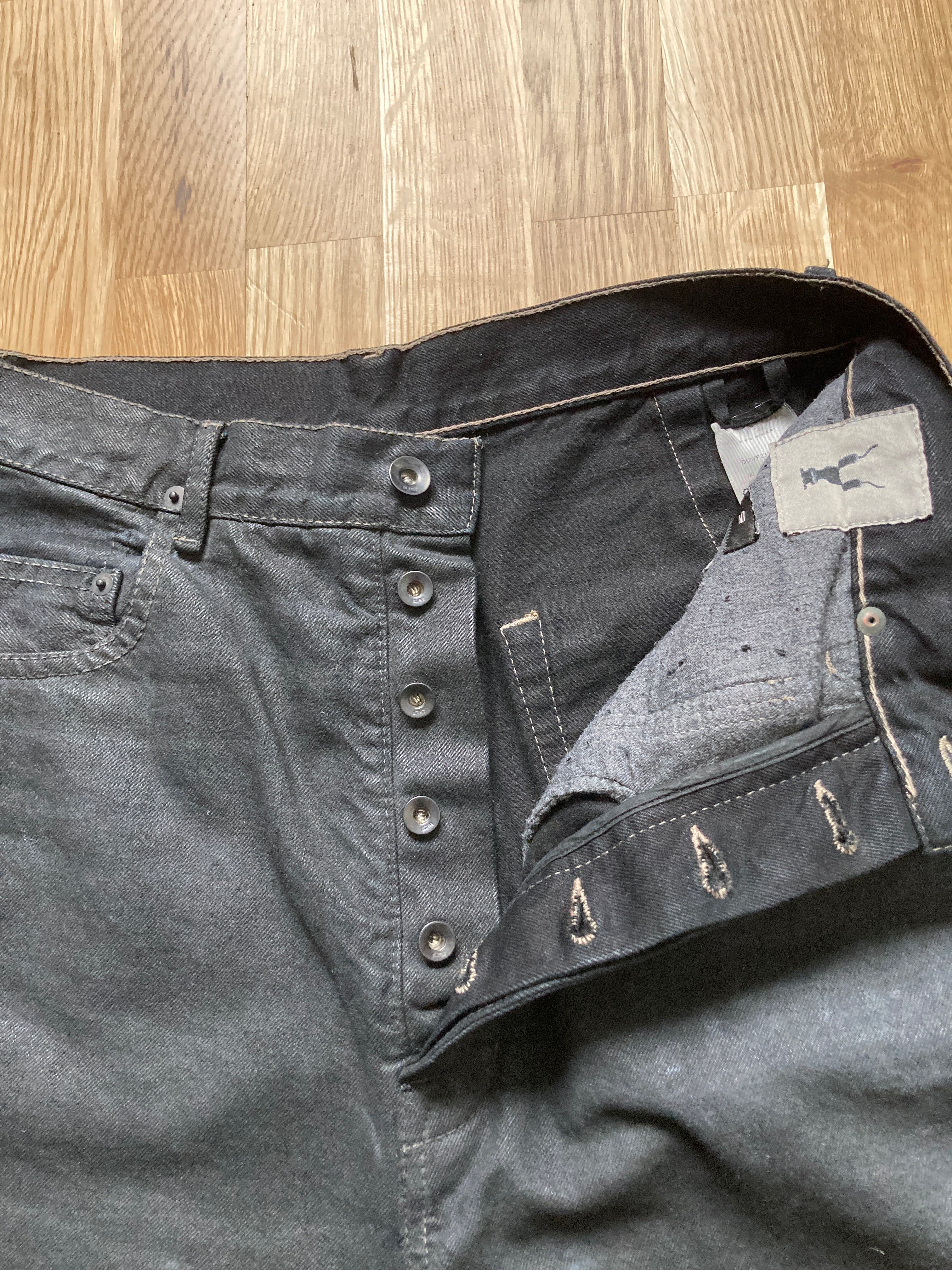 F/W 17 "GLITTER" Black Heavy Waxed Matte Dustulator Cut Denim US30